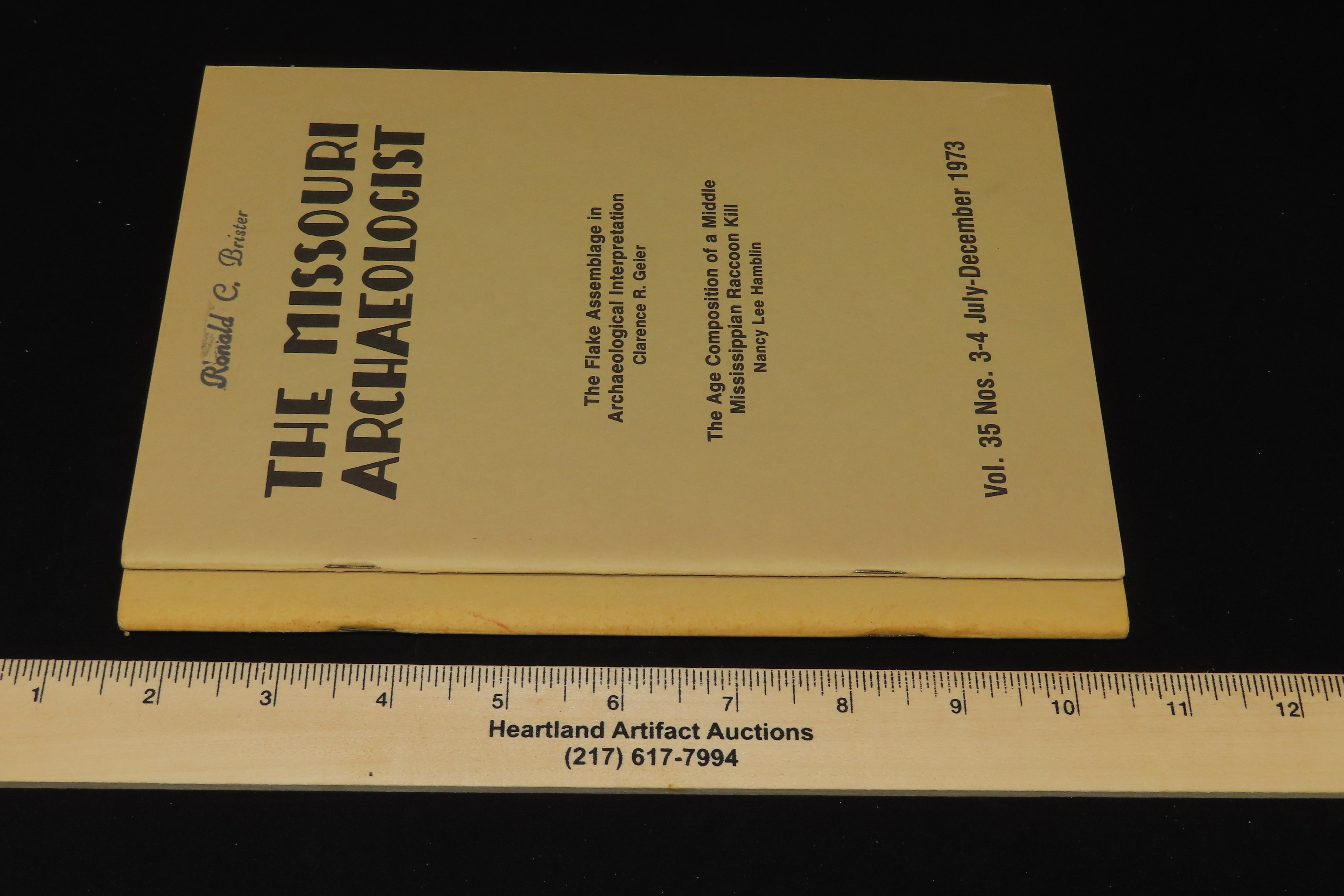 Complete Set of 1973 Missouri Archaeologist. Full of Pics & Articles on all kinds of Artifacts & Sites