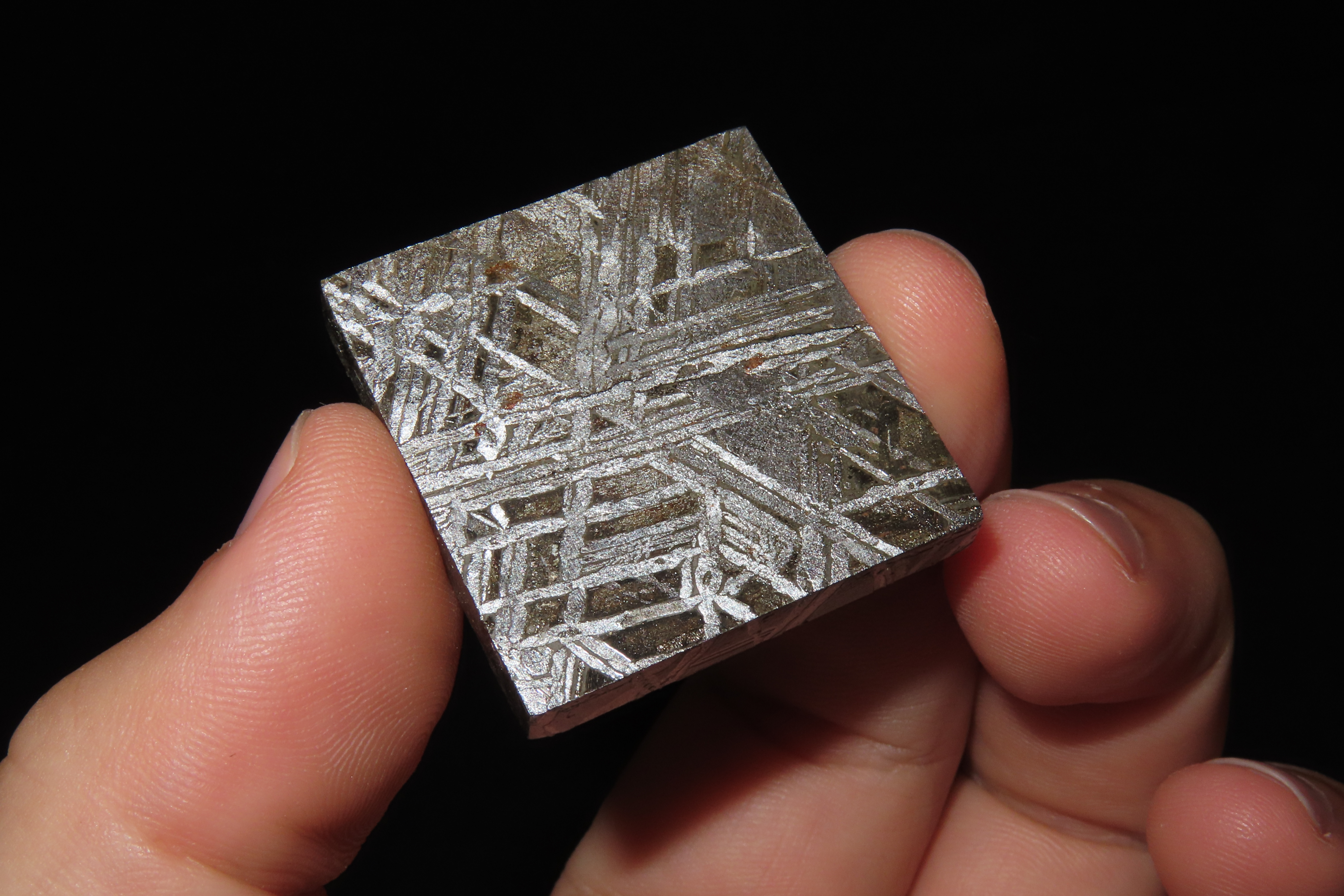 Nice Cut & Polished Meteorite Slab, 40 grams, Beautiful Windmanstatten Pattern
