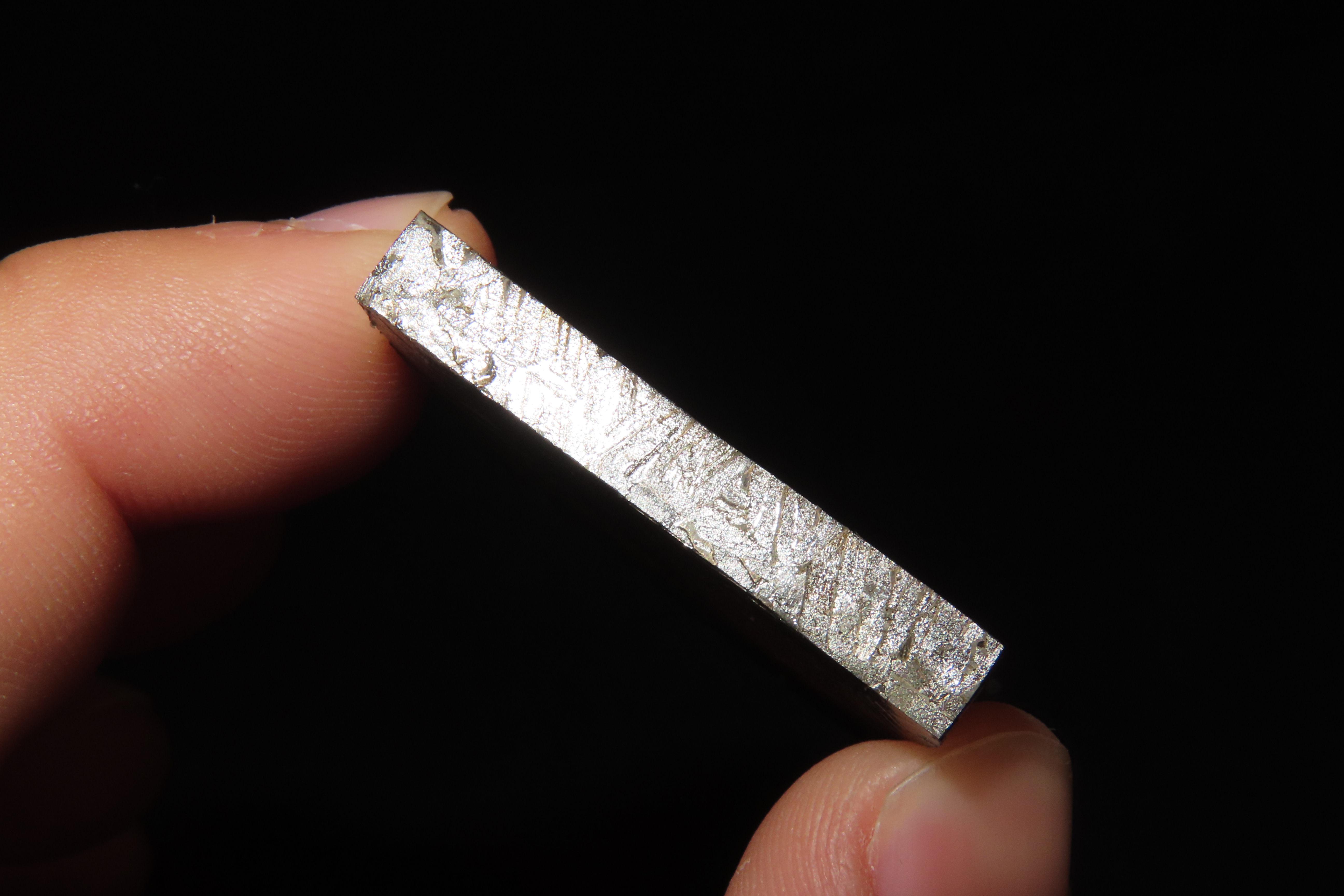 Nice Cut & Polished Meteorite Slab, 40 grams, Beautiful Windmanstatten Pattern