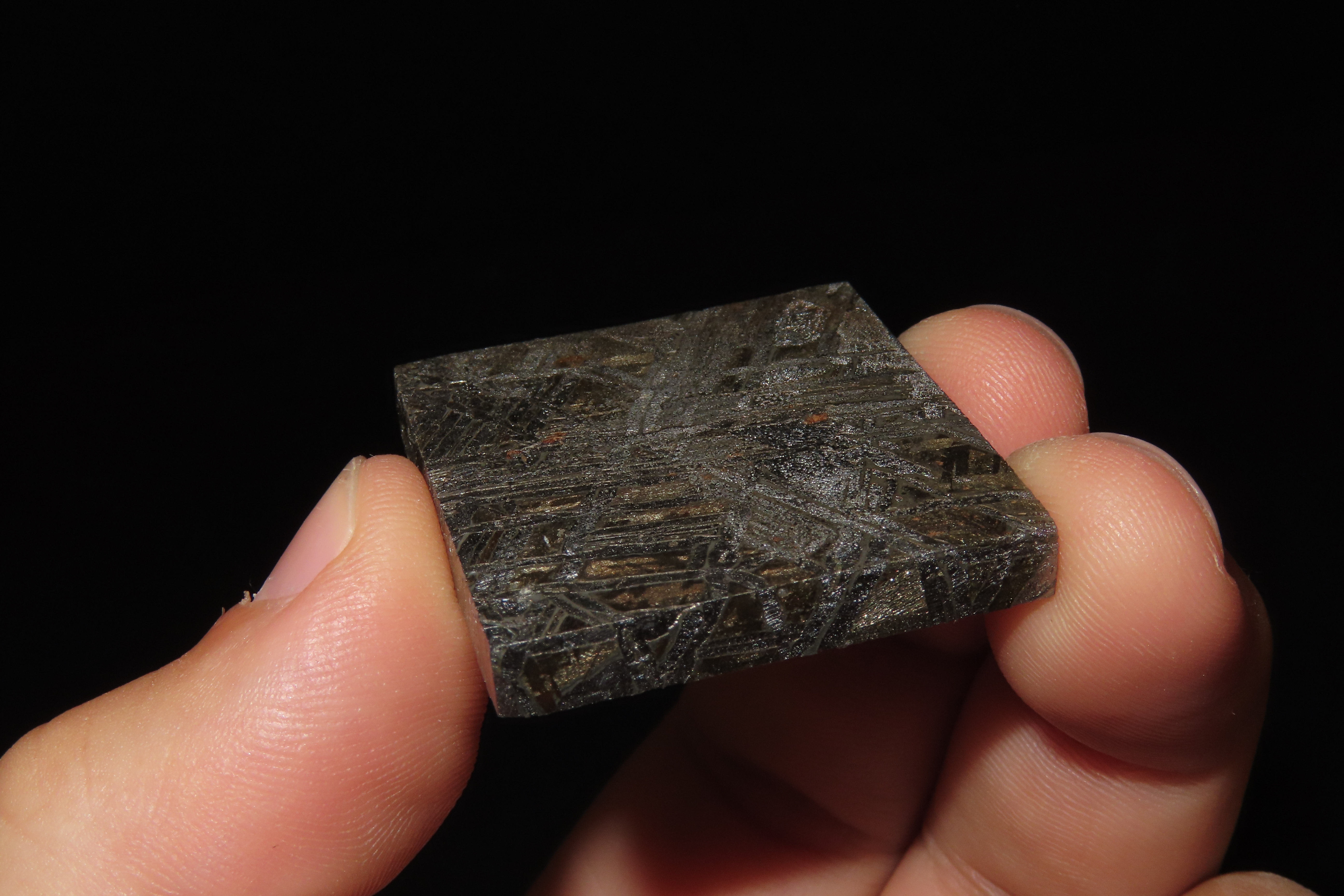 Nice Cut & Polished Meteorite Slab, 40 grams, Beautiful Windmanstatten Pattern