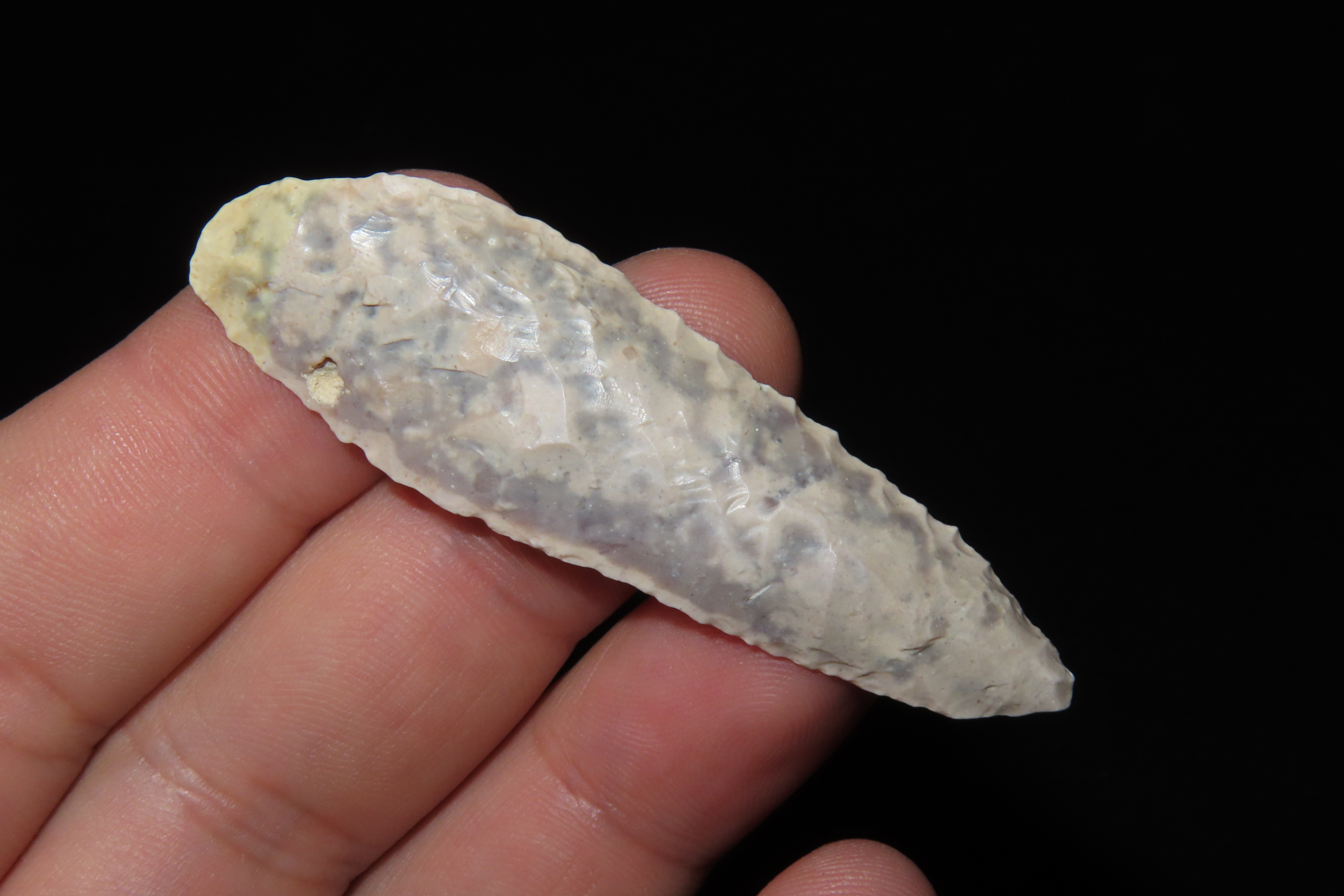 Upper Paleolithic (11k-35k years old) Flint blade from Bergerac Region France, from Cro-Magnon man, 3 3/4" Long.