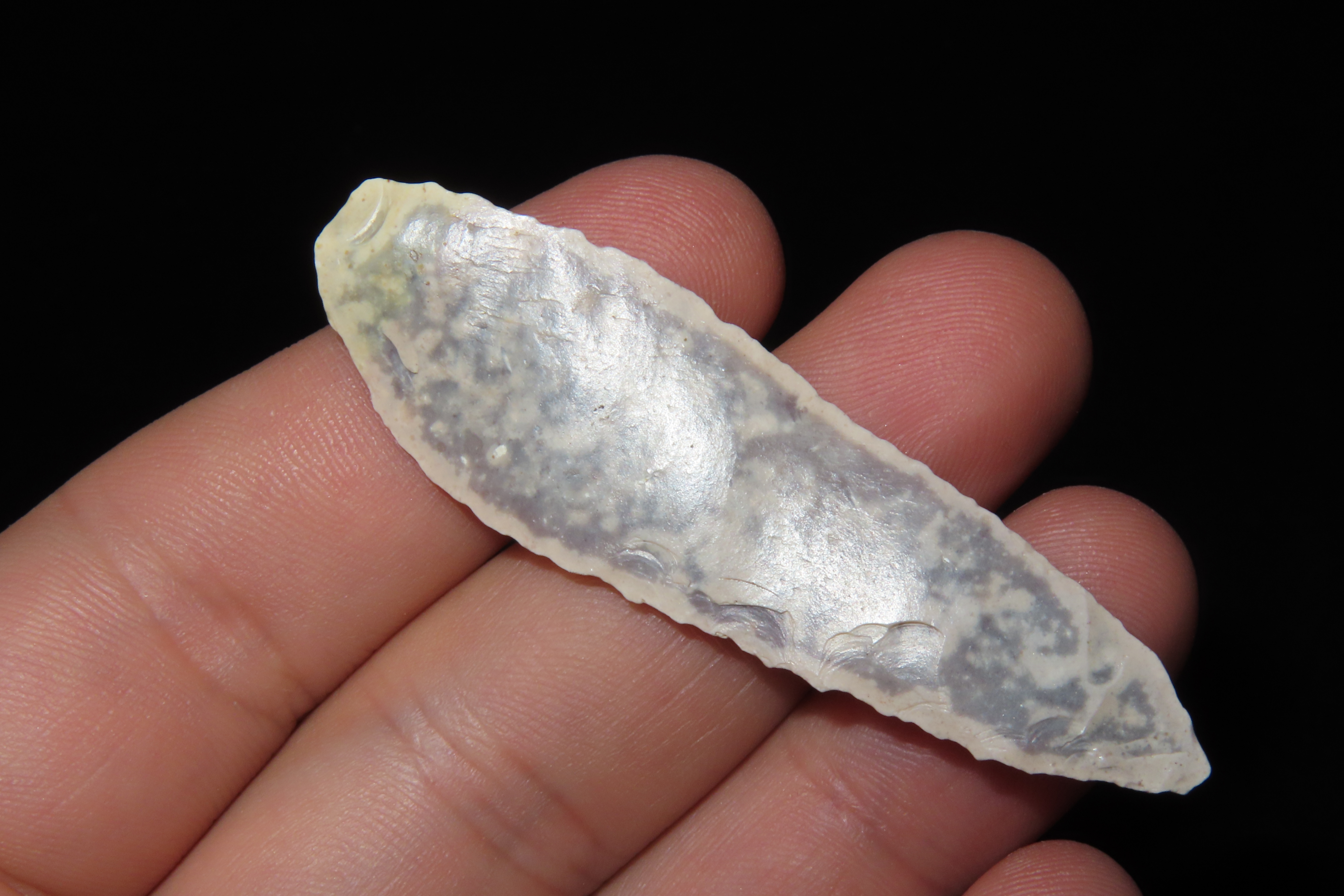 Upper Paleolithic (11k-35k years old) Flint blade from Bergerac Region France, from Cro-Magnon man, 3 3/4" Long.