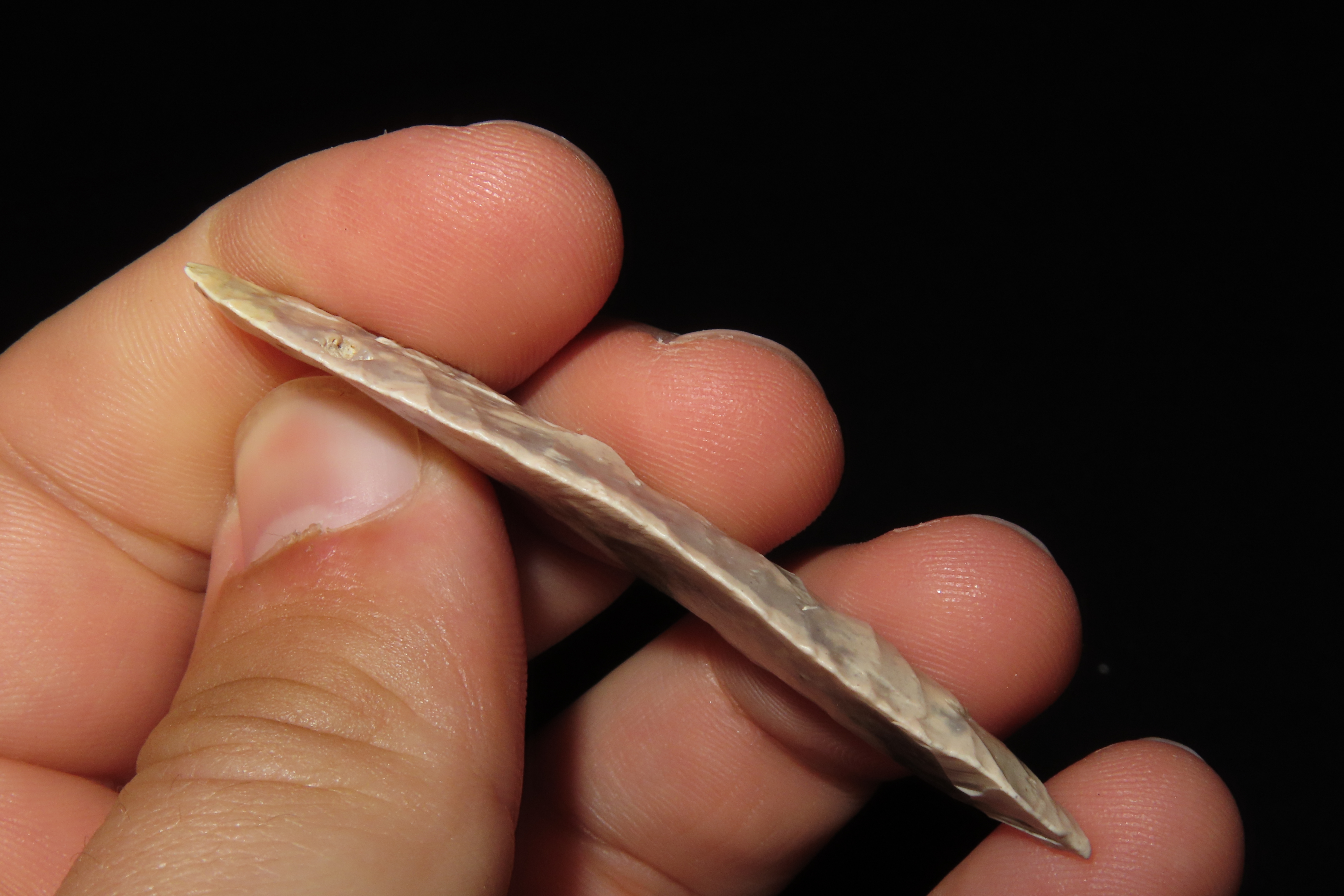 Upper Paleolithic (11k-35k years old) Flint blade from Bergerac Region France, from Cro-Magnon man, 3 3/4" Long.