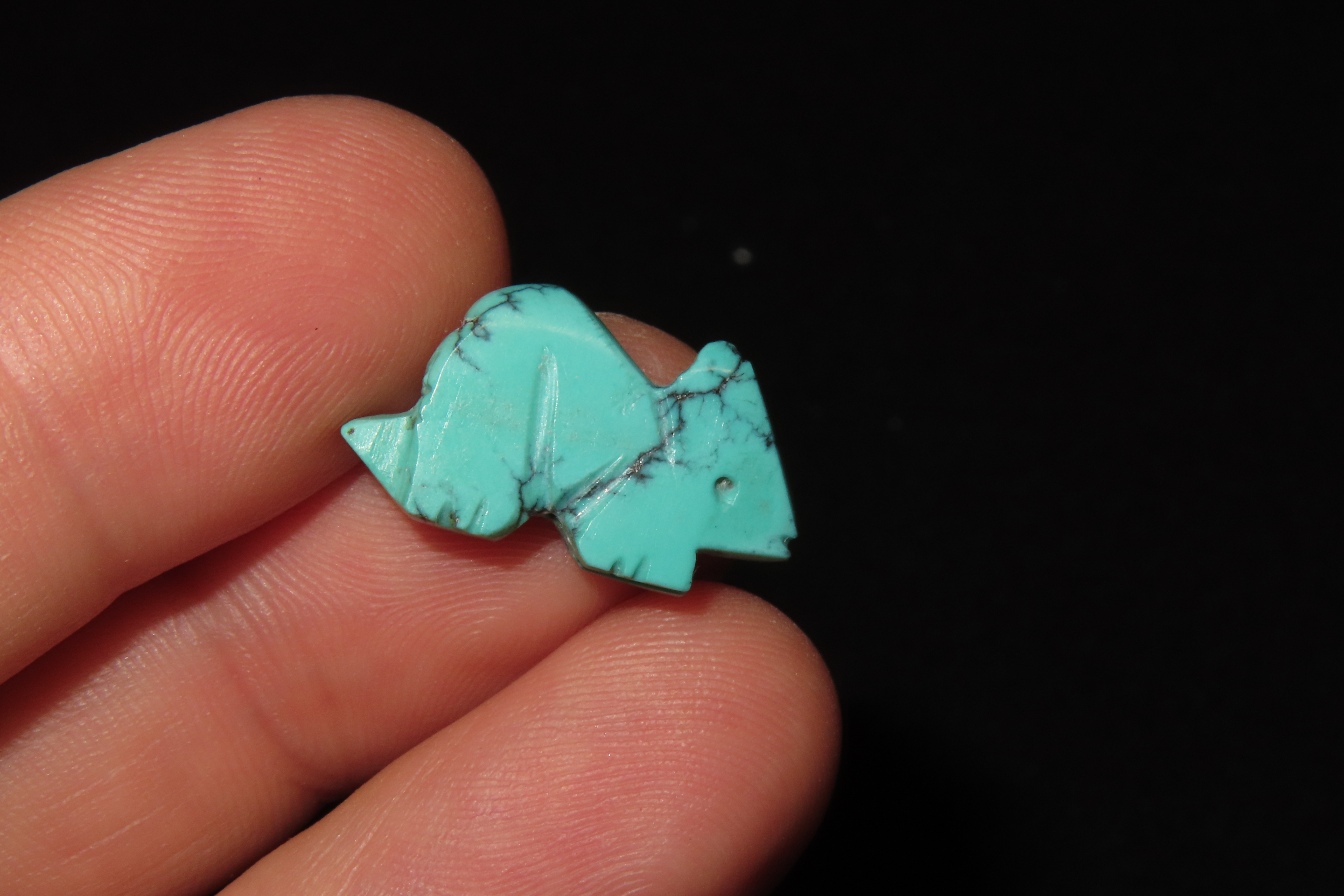Nice Turquoise Zuni Fetish Rabbit Effigy Bead, Animal Effigy, Great Example
