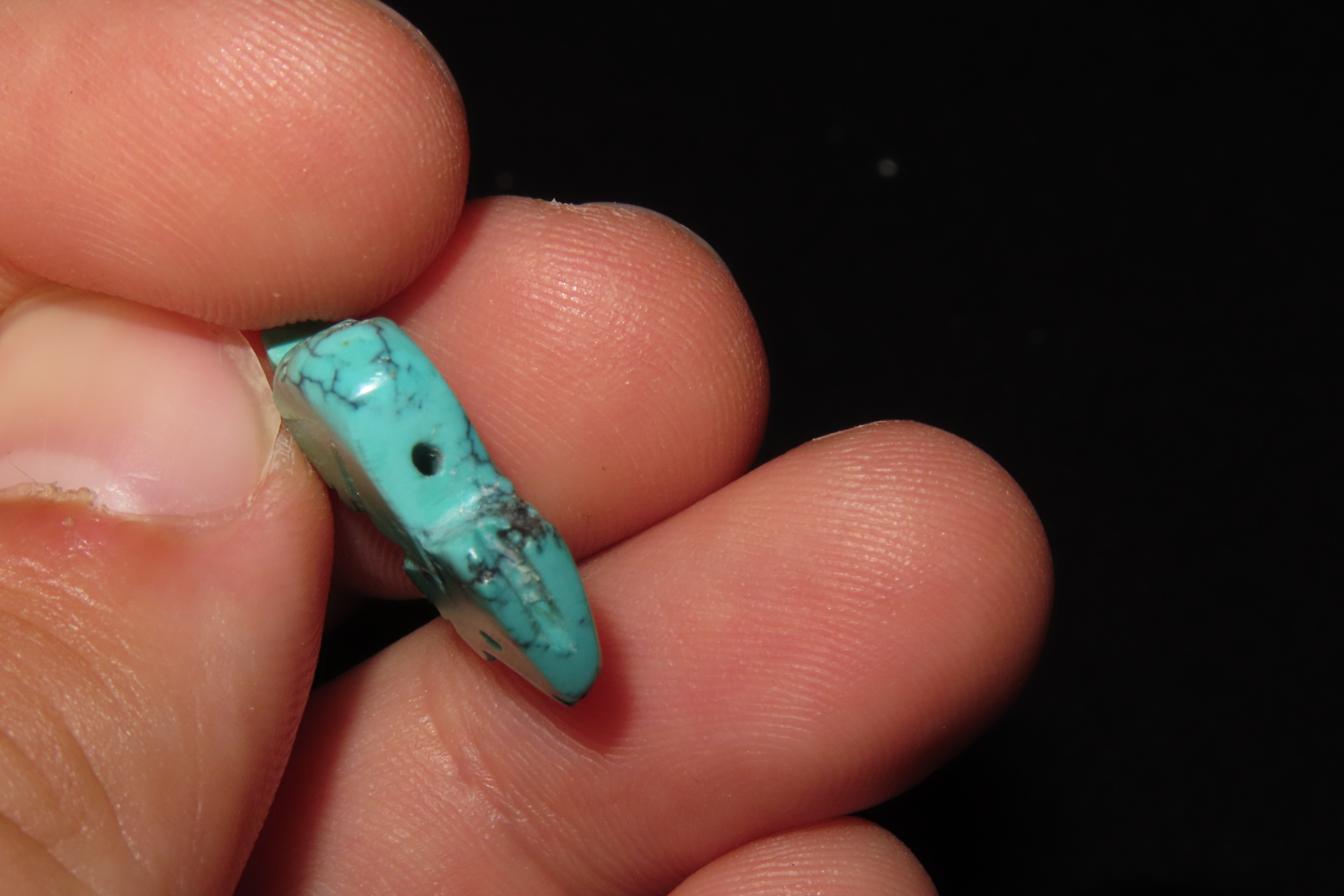 Nice Turquoise Zuni Fetish Rabbit Effigy Bead, Animal Effigy, Great Example