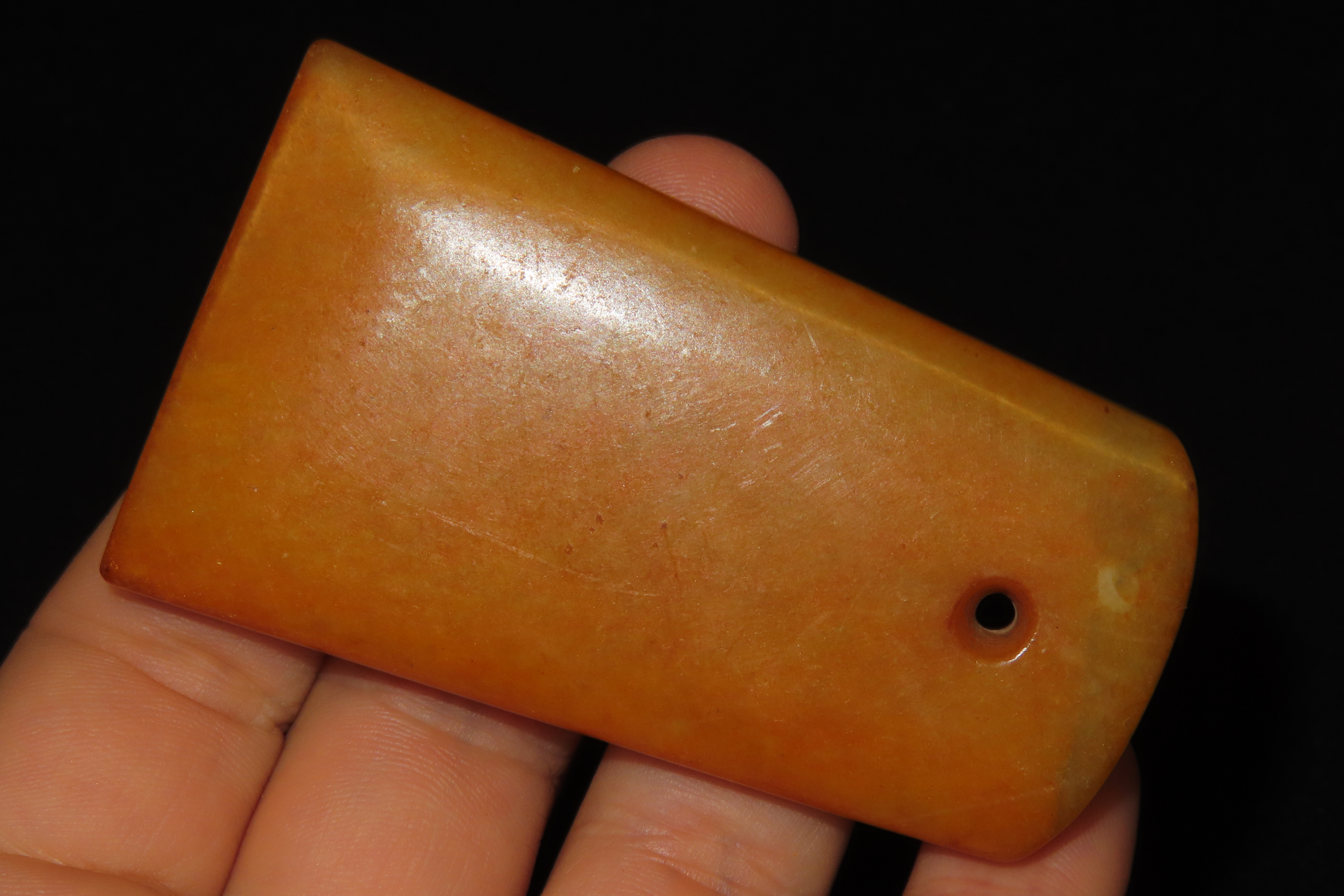 Nice Antique Chinese Hongshan Culture Jade Effigy Pendant, Hand Made Example.