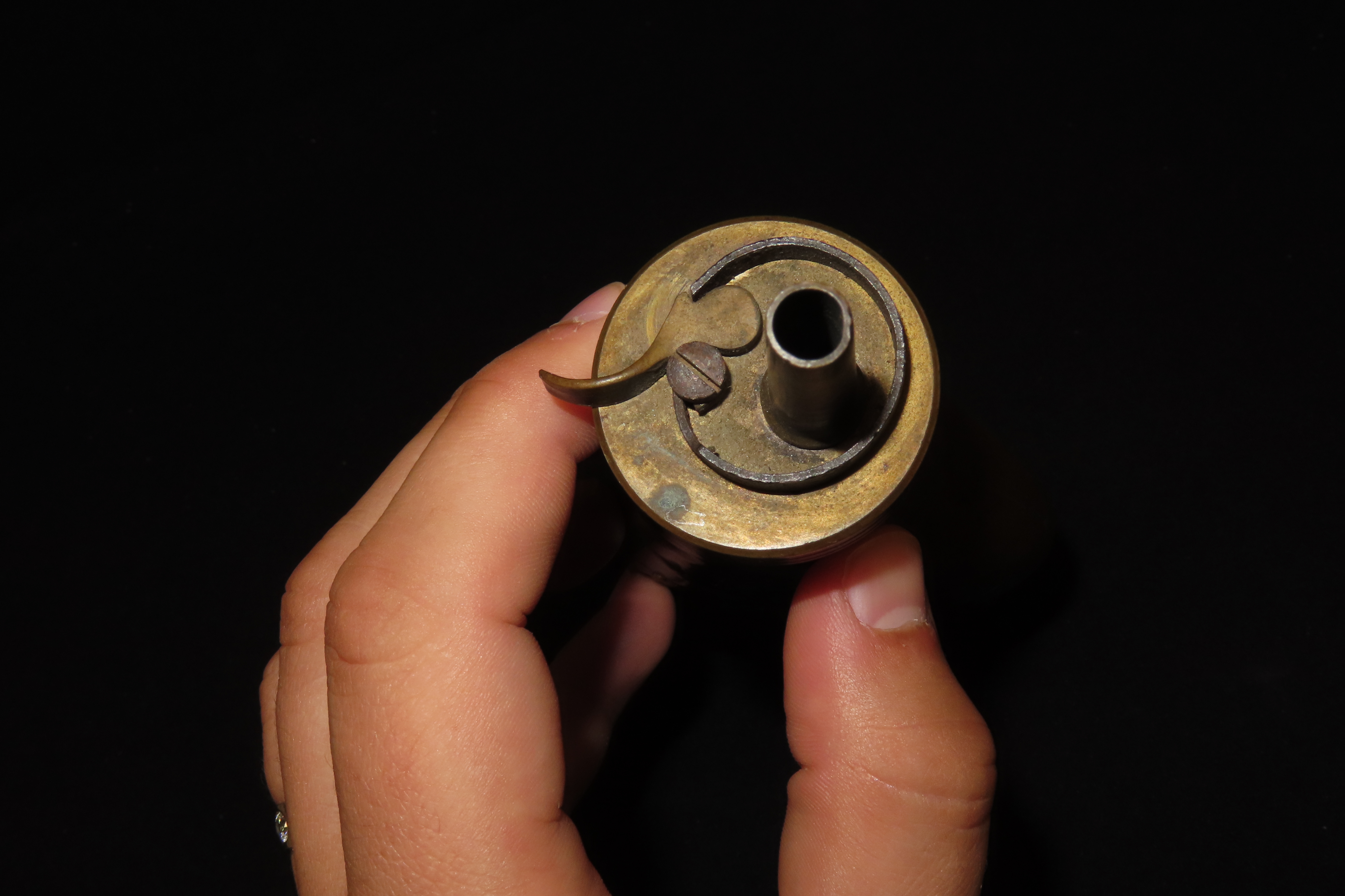 Nice Civil War Era Powder Flask, Nicely Decorated. Very Elaborate Design, Great Age & patina.