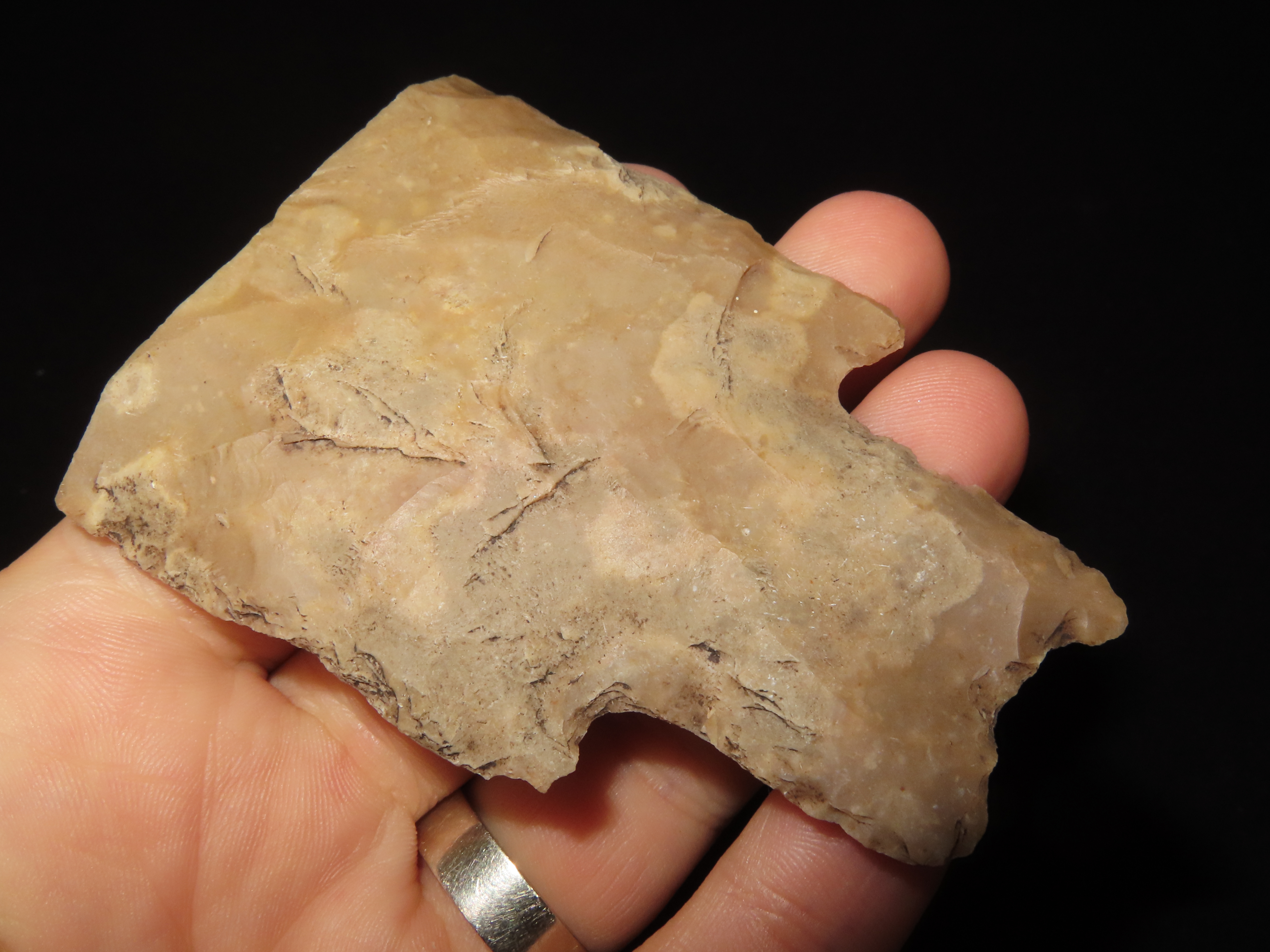 MASSIVE Pedernales Spear / Knife Heartbreaker, Uvalde County Texas. 3 3/8" by 2 3/8" Wide. Would have been over 8" if Complete. By far the l
