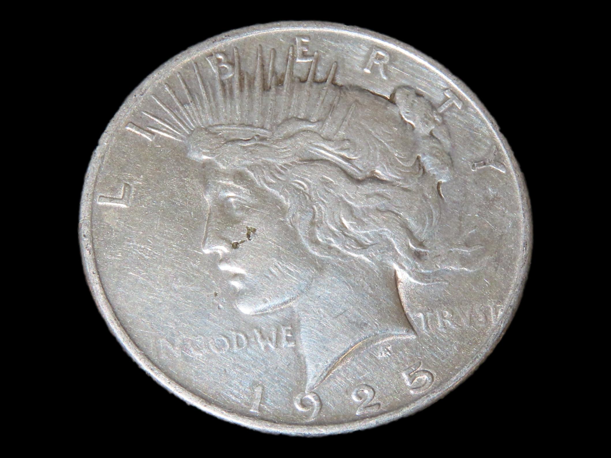 1925 Liberty Peace Silver Dollar, Nicer Grade example with amazing original details, One Ounce Silver U.S. Coin, Currency, $1
