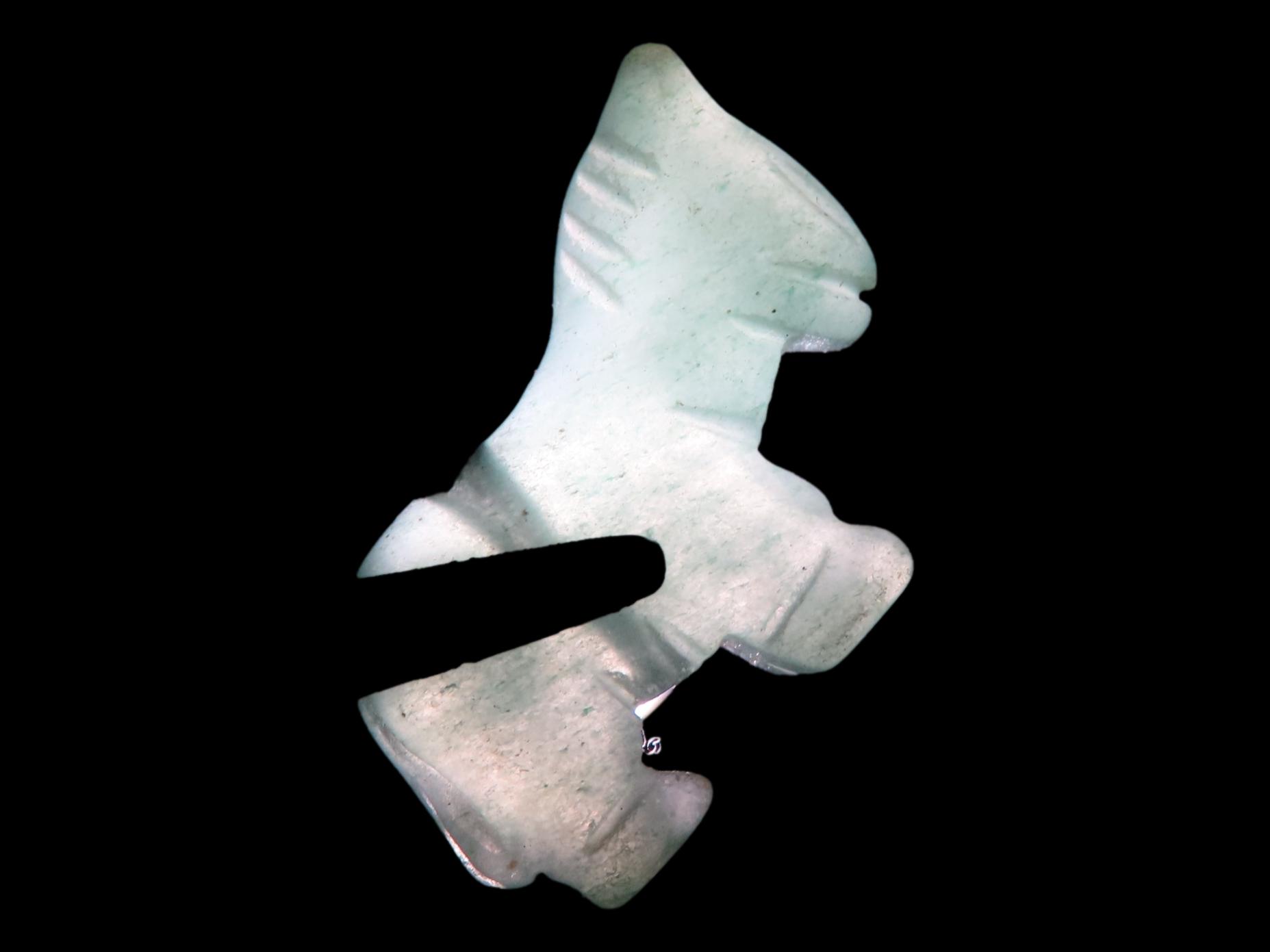 Nice Translucent Jade Zuni Fetish Donkey Effigy Bead, Animal Effigy, Great Example