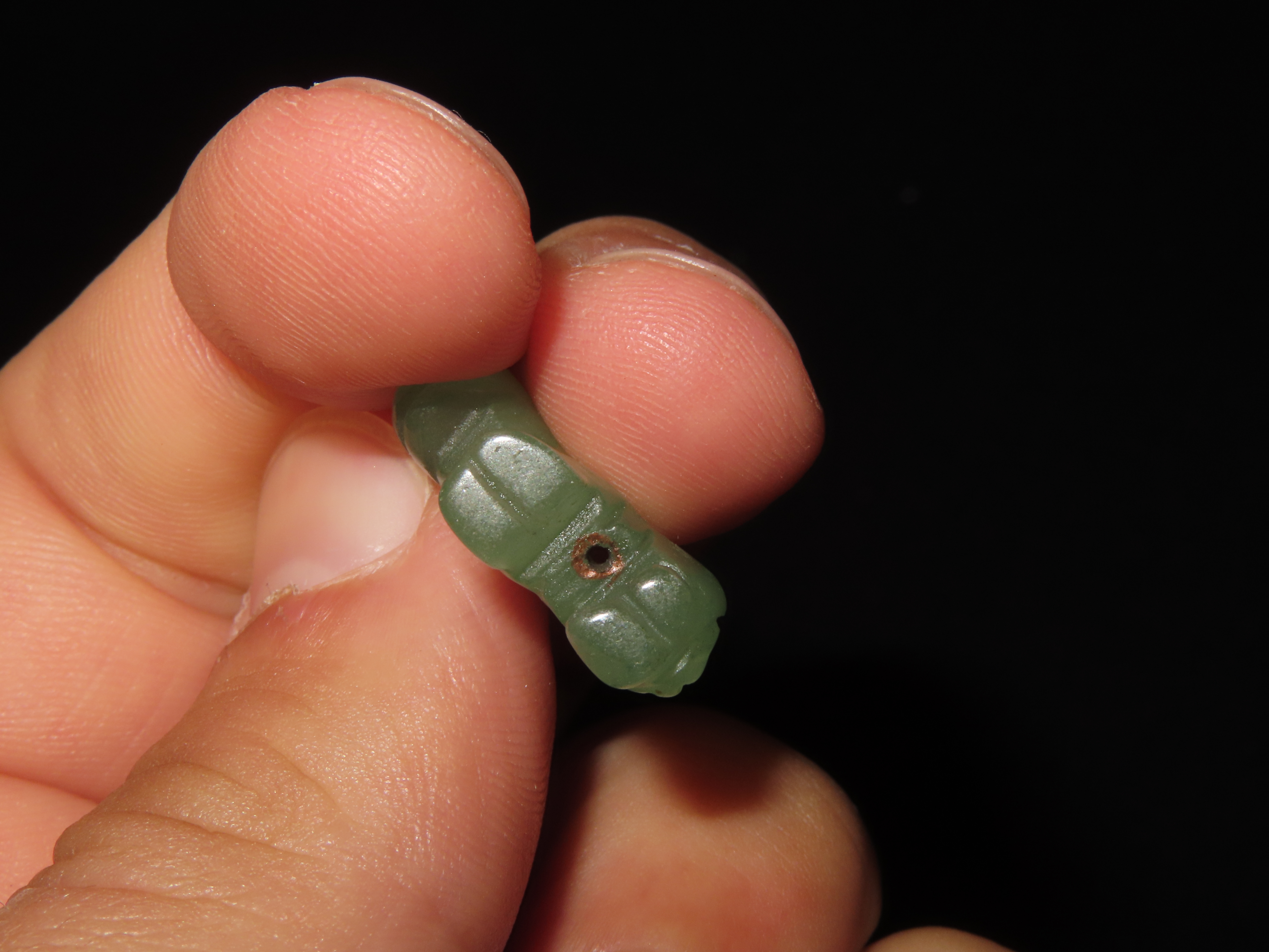 Nice Translucent Jade Zuni Fetish Donkey Effigy Bead, Animal Effigy, Great Example