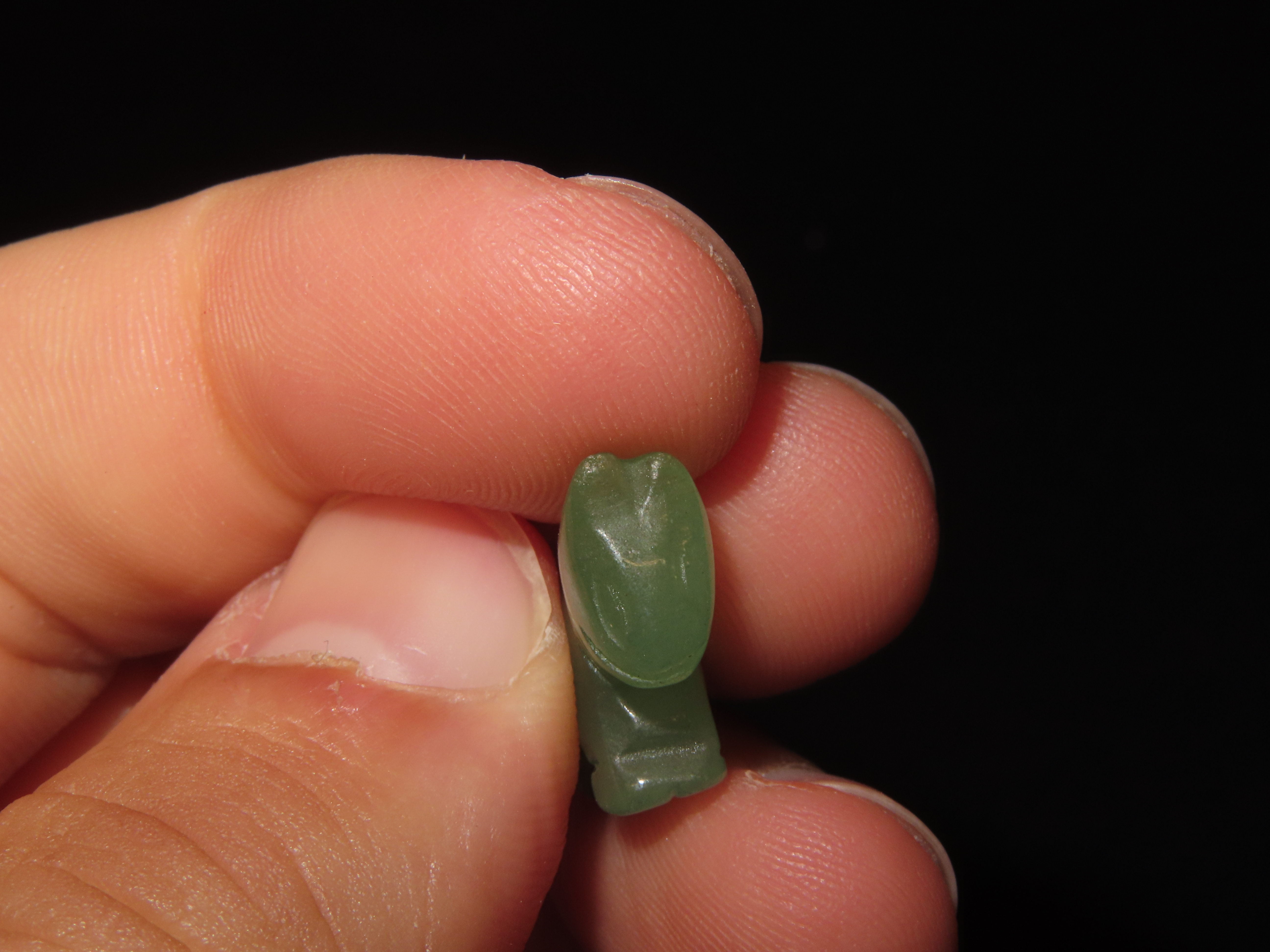 Nice Translucent Jade Zuni Fetish Donkey Effigy Bead, Animal Effigy, Great Example