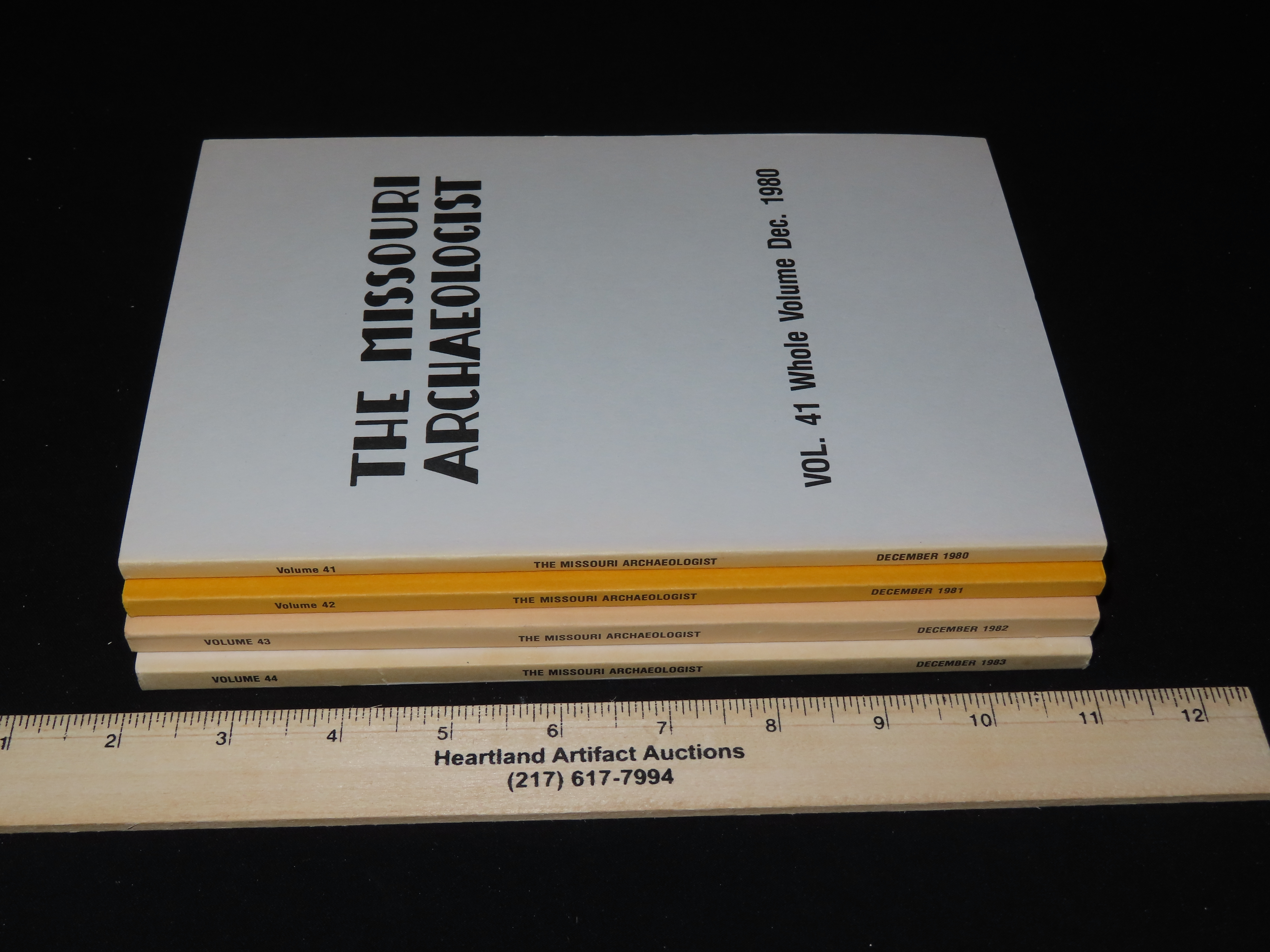 Lot of 1980's Missouri Archaeologist. Full of Pics & Articles on all kinds of Artifacts & Sites. 1980-1984, Only one issue printed per year 