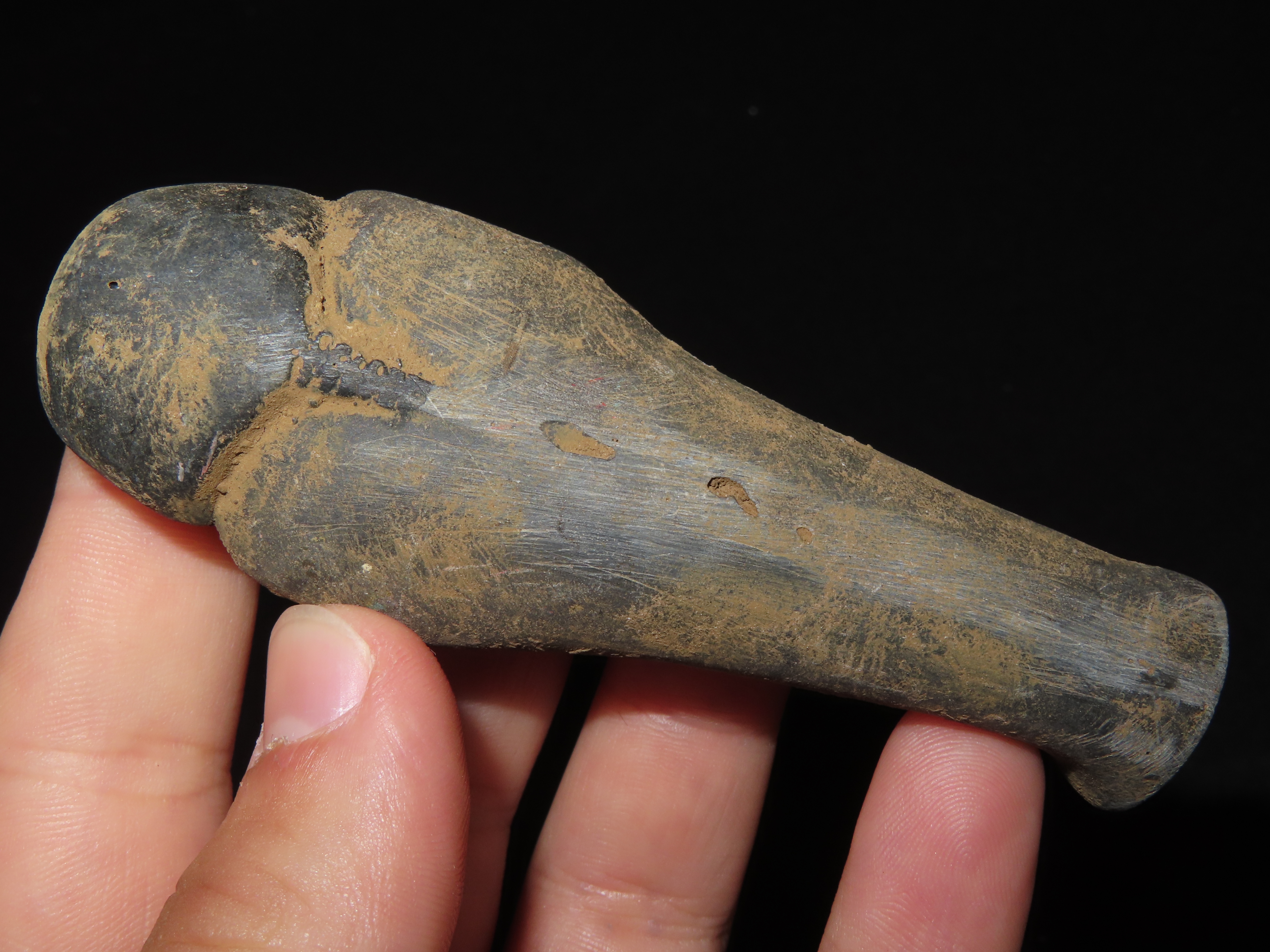 3 3/4" Egyptian Ushtabi / Shabti 1085-730 BC, Faience, Nice Example with nice Original Paint & Great Patina