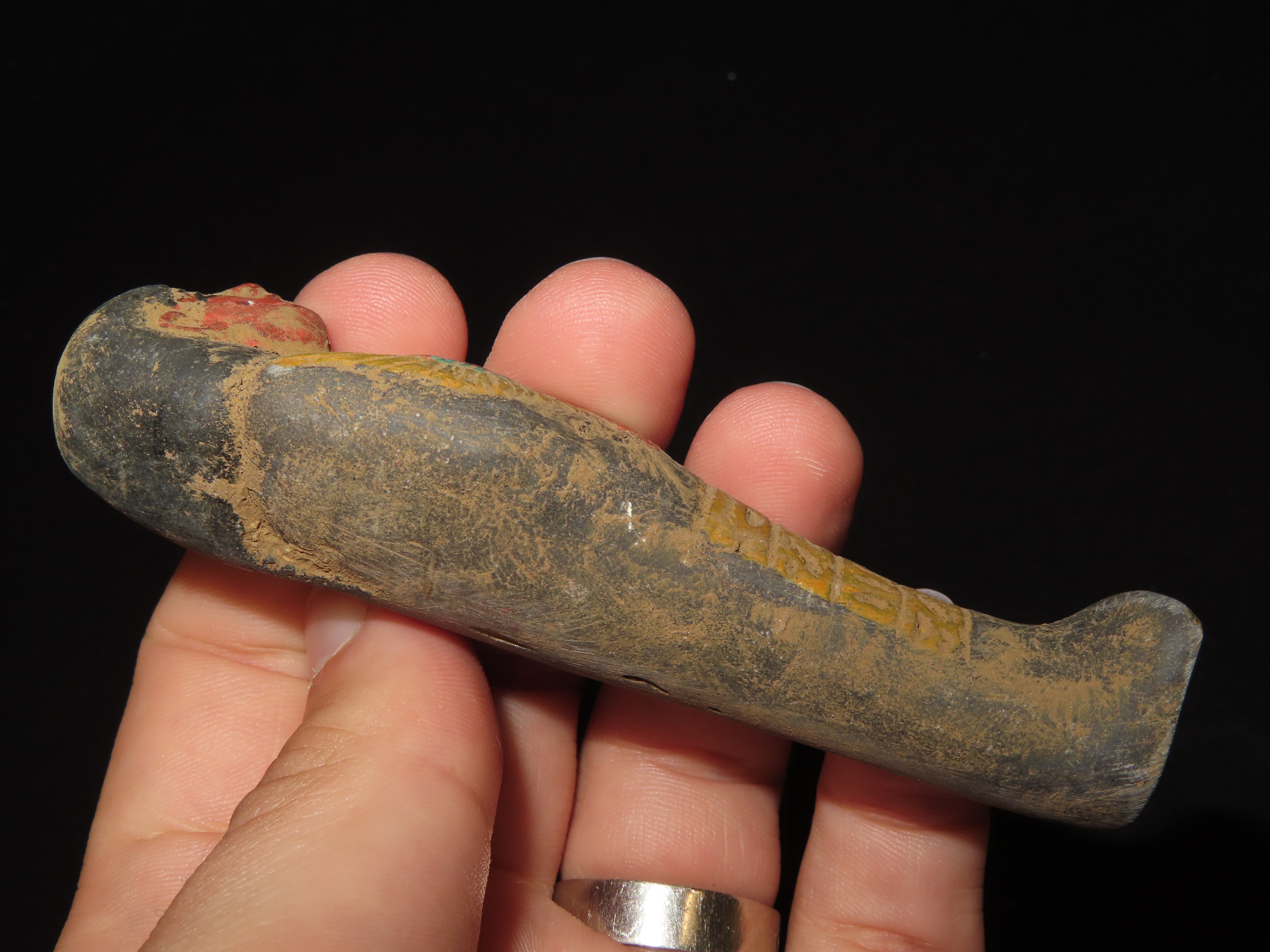 3 3/4" Egyptian Ushtabi / Shabti 1085-730 BC, Faience, Nice Example with nice Original Paint & Great Patina