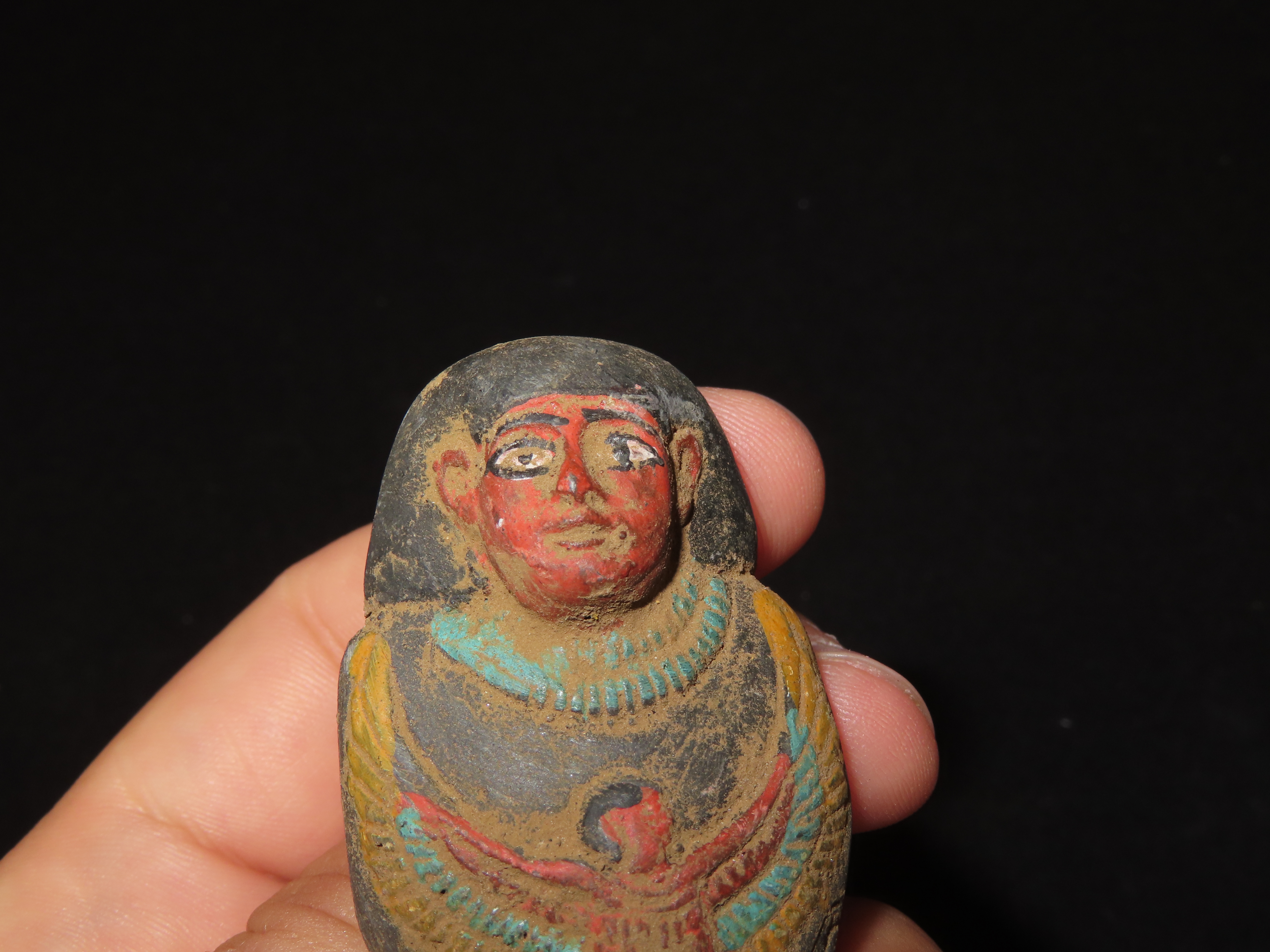 3 3/4" Egyptian Ushtabi / Shabti 1085-730 BC, Faience, Nice Example with nice Original Paint & Great Patina