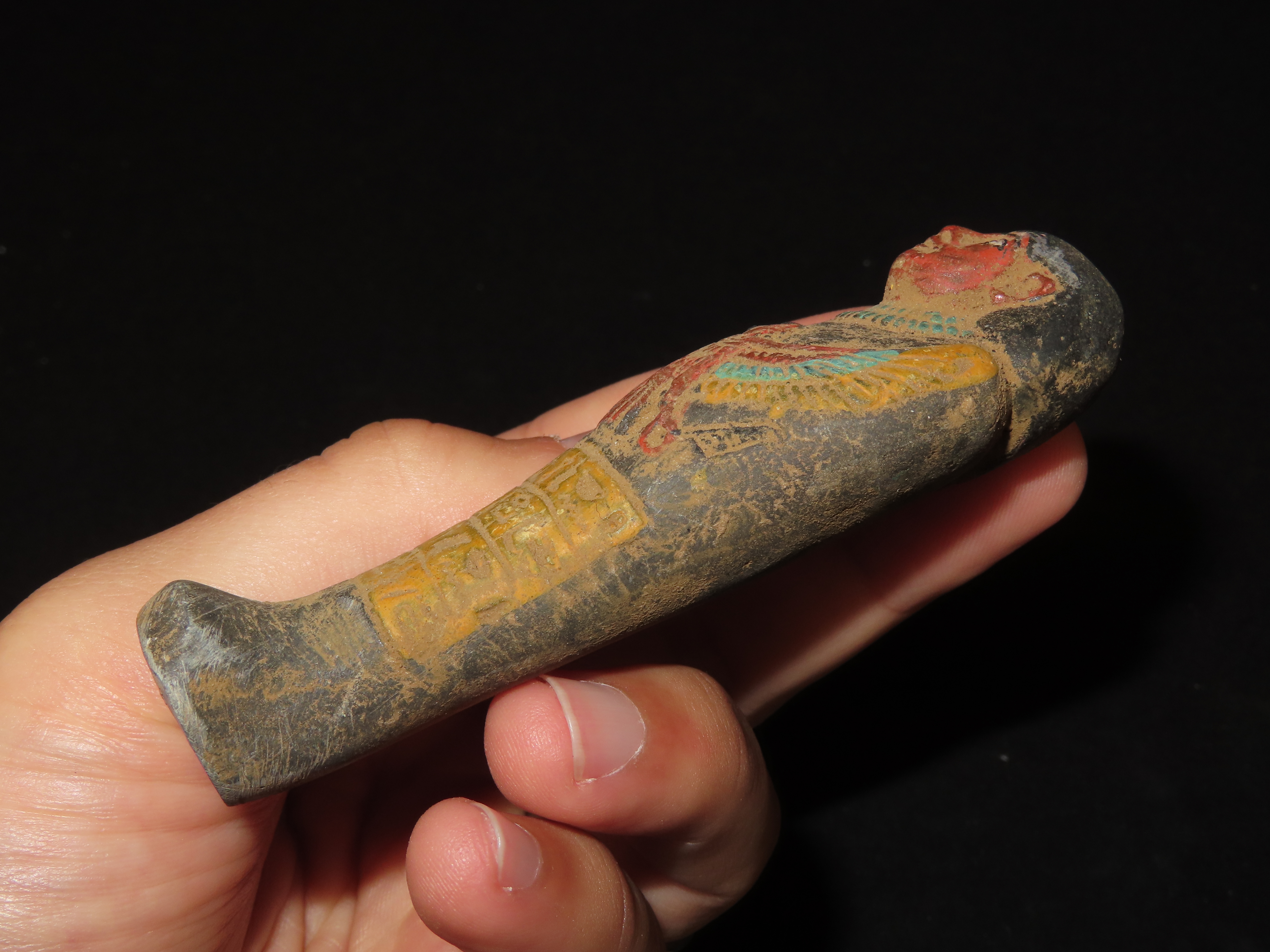 3 3/4" Egyptian Ushtabi / Shabti 1085-730 BC, Faience, Nice Example with nice Original Paint & Great Patina