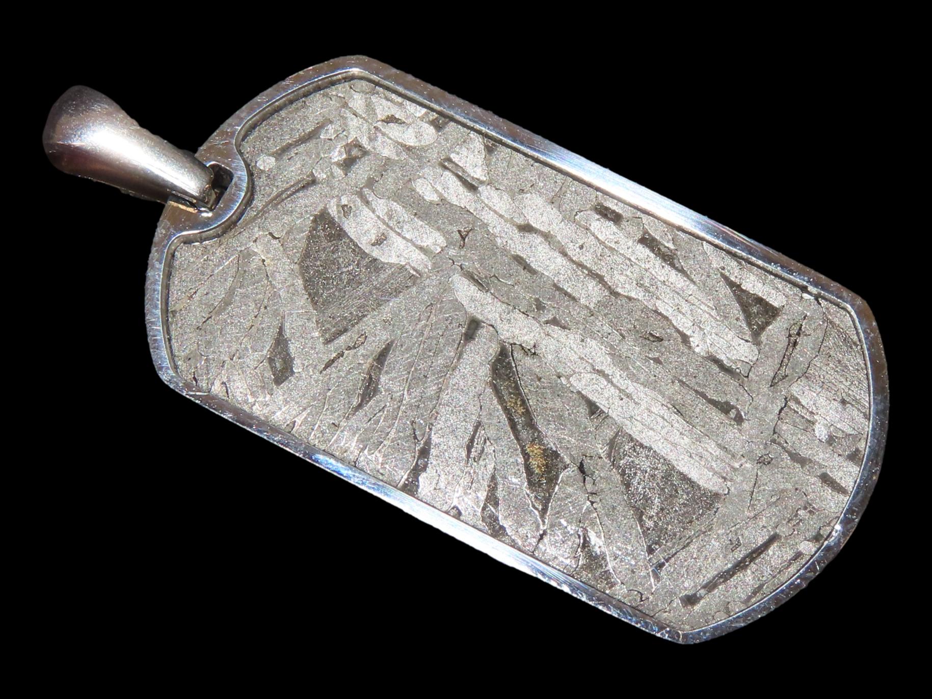 Nice Cut & Polished Meteorite Slab Pendant, Beautiful Windmanstatten Pattern