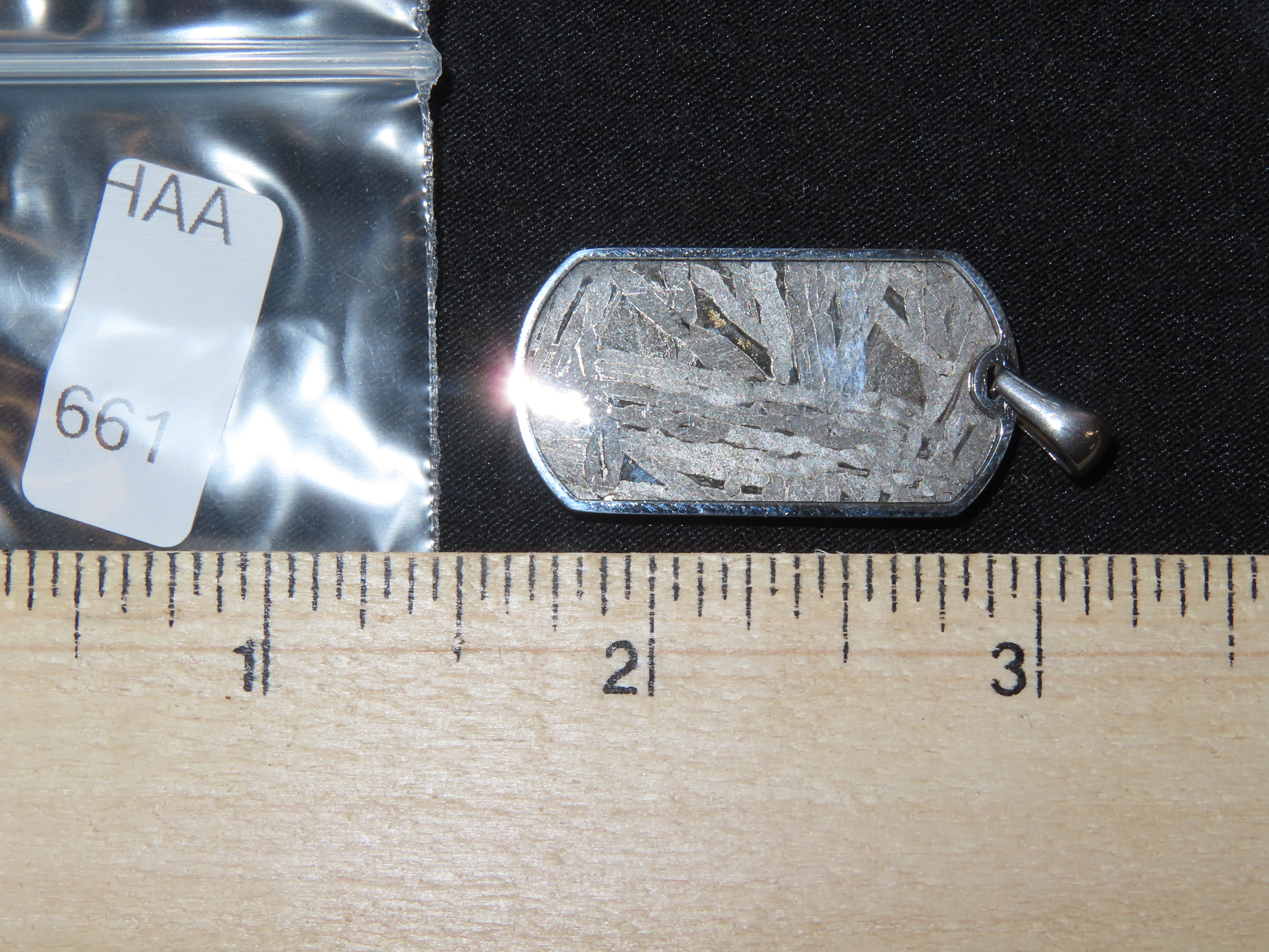 Nice Cut & Polished Meteorite Slab Pendant, Beautiful Windmanstatten Pattern