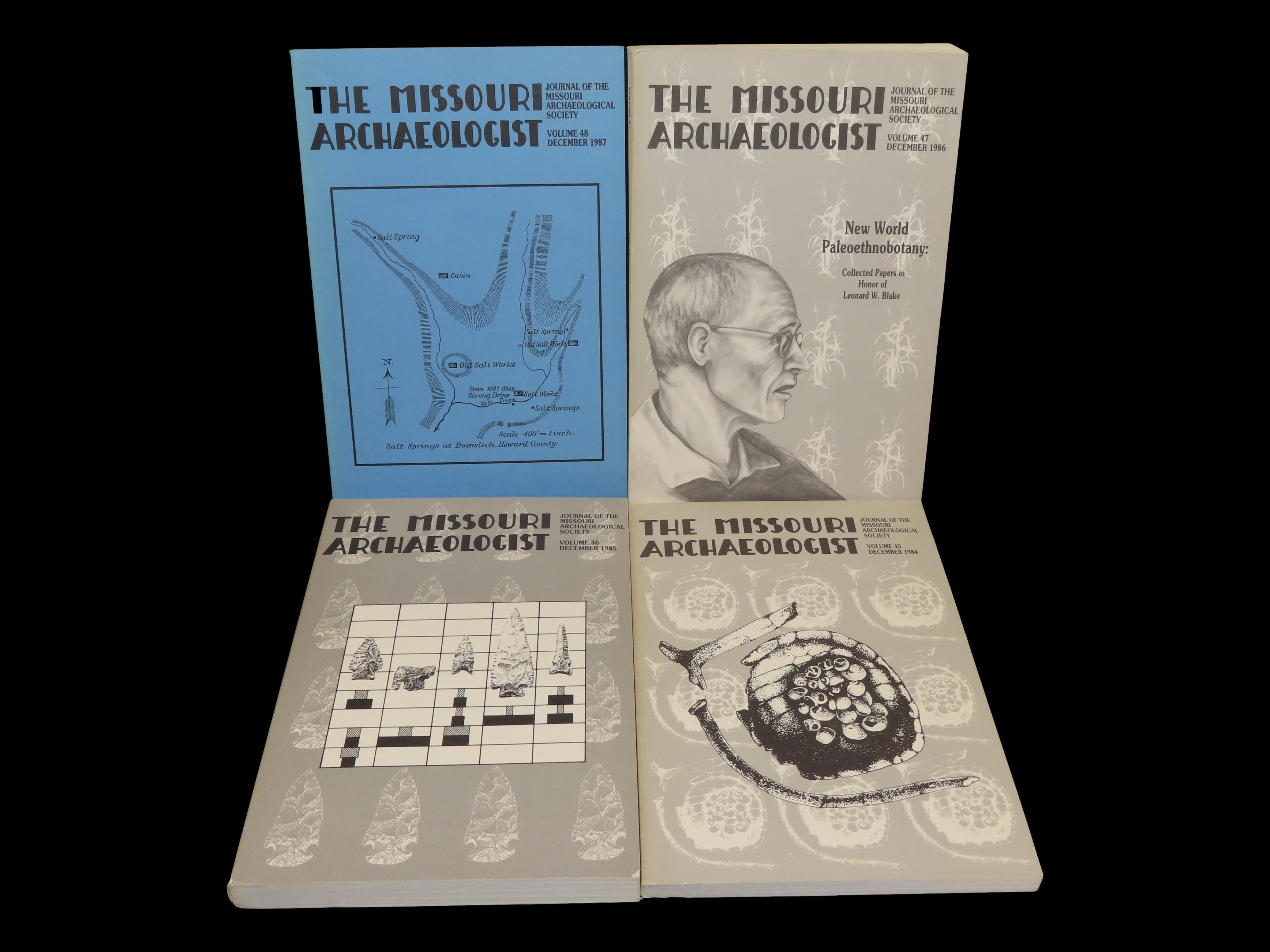 Lot of 1980's Missouri Archaeologist. Full of Pics & Articles on all kinds of Artifacts & Sites. 1984-1987, Only one issue printed per year 