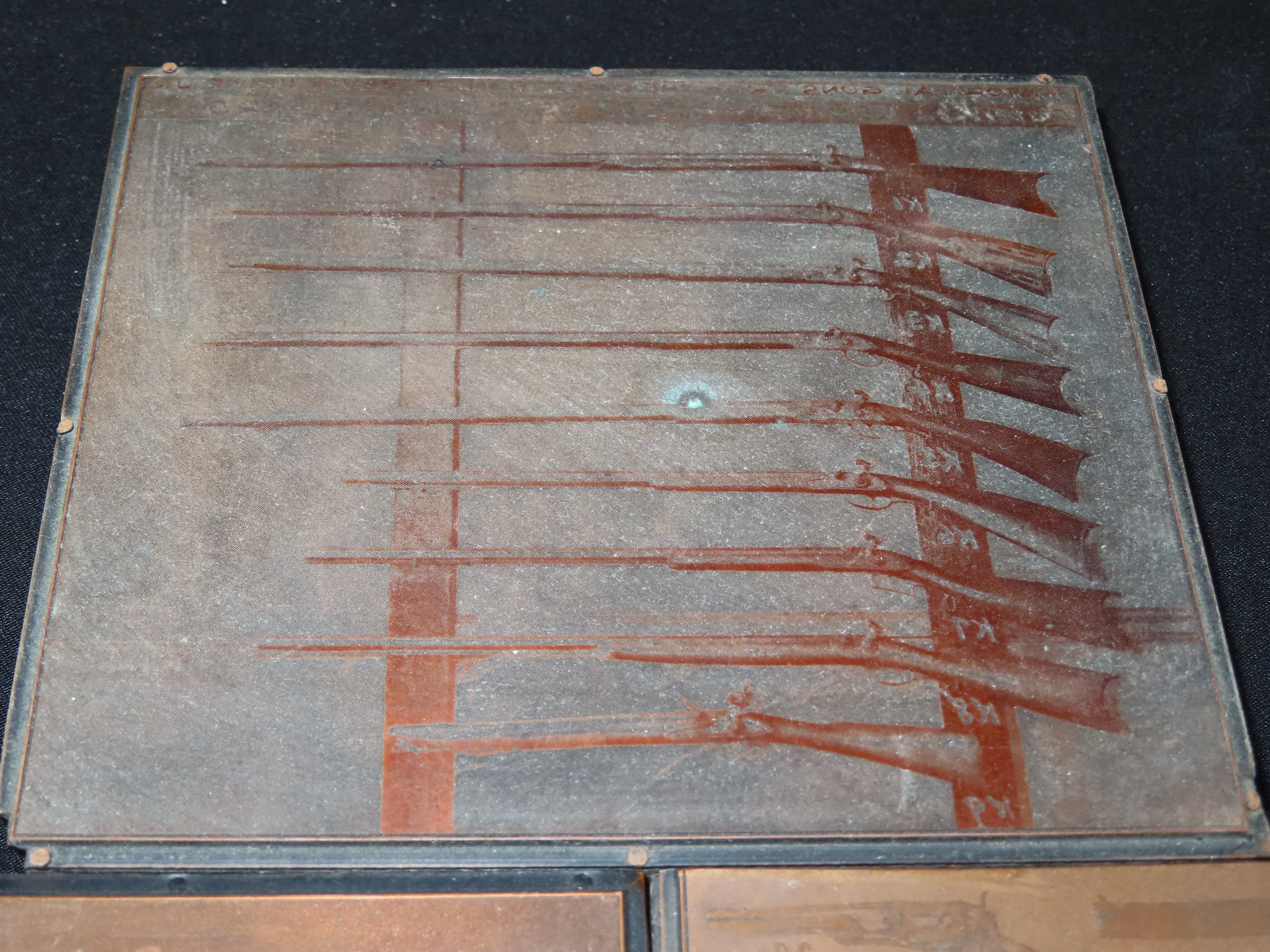 Lot of Antique Copper Printing Plates with Guns, Pistols, Colts, Revolvers, etc. Used in Rev. Heike's Book on guns.