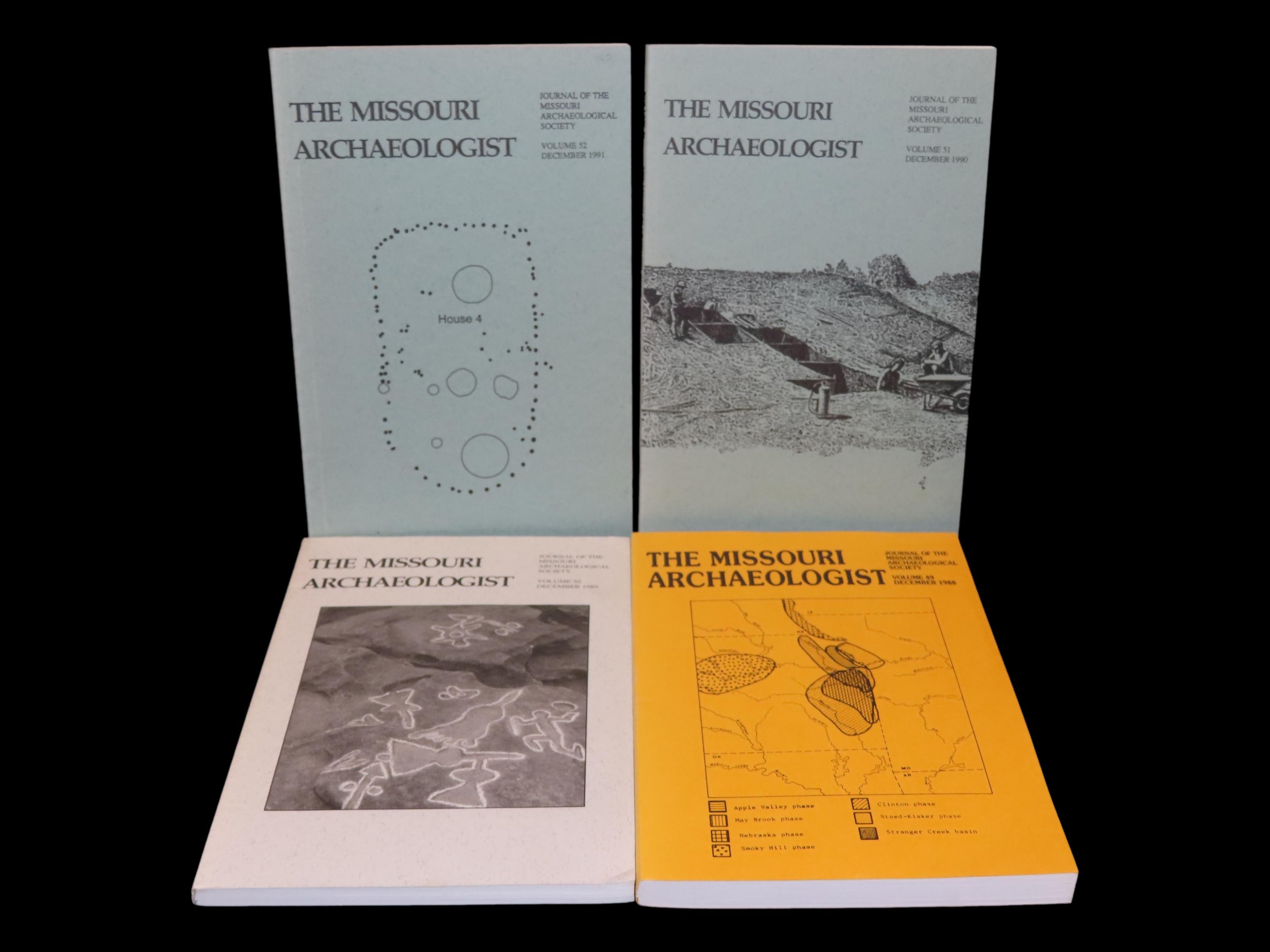 Lot of Missouri Archaeologist. Full of Pics & Articles on all kinds of Artifacts & Sites. 1988-1991, Only one issue printed per year on thes