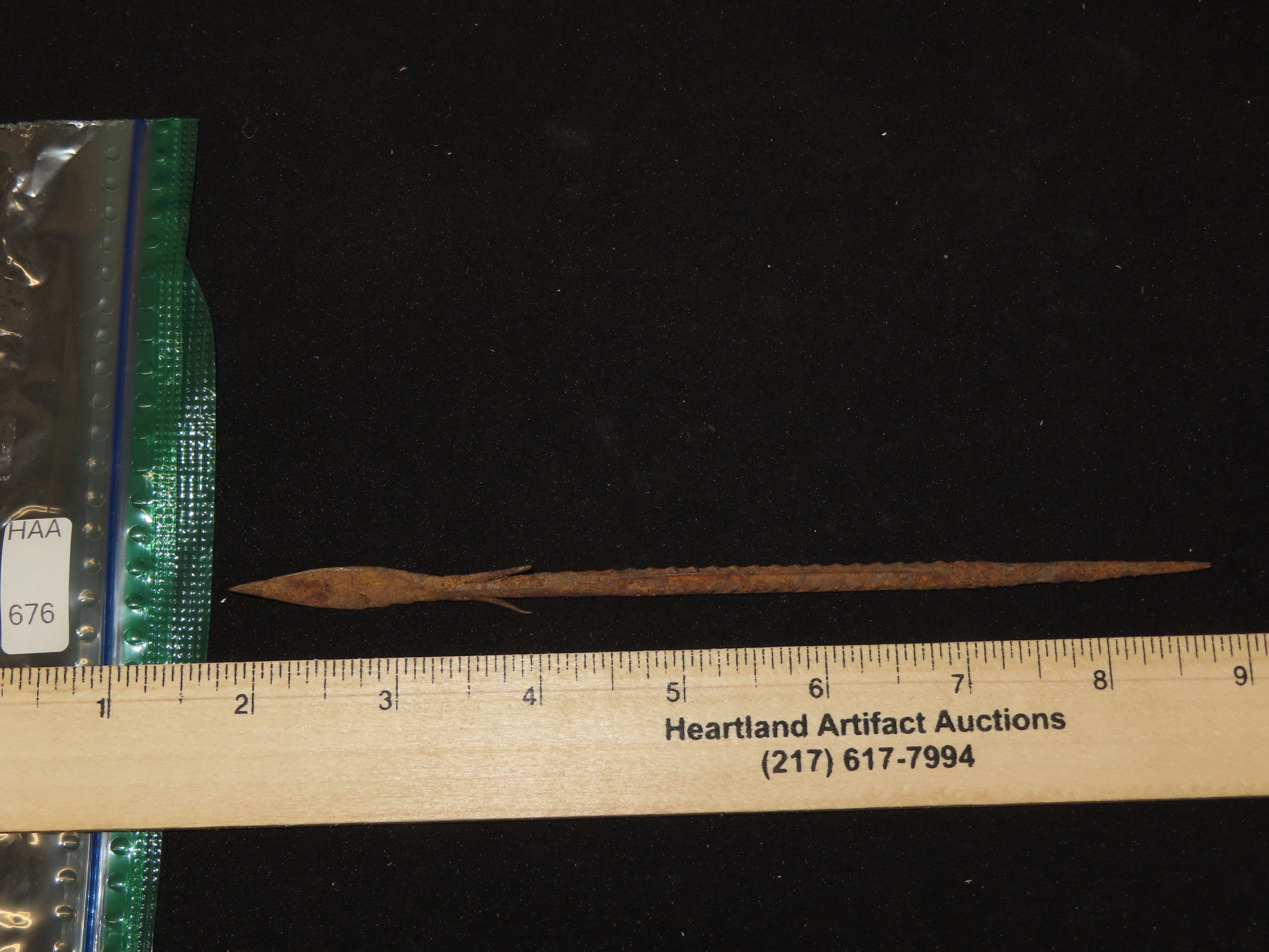 7 1/16" Egyptian Metal Spear, Iron Arrow Shaft, Egypt, Sahara Desert, Africa.
