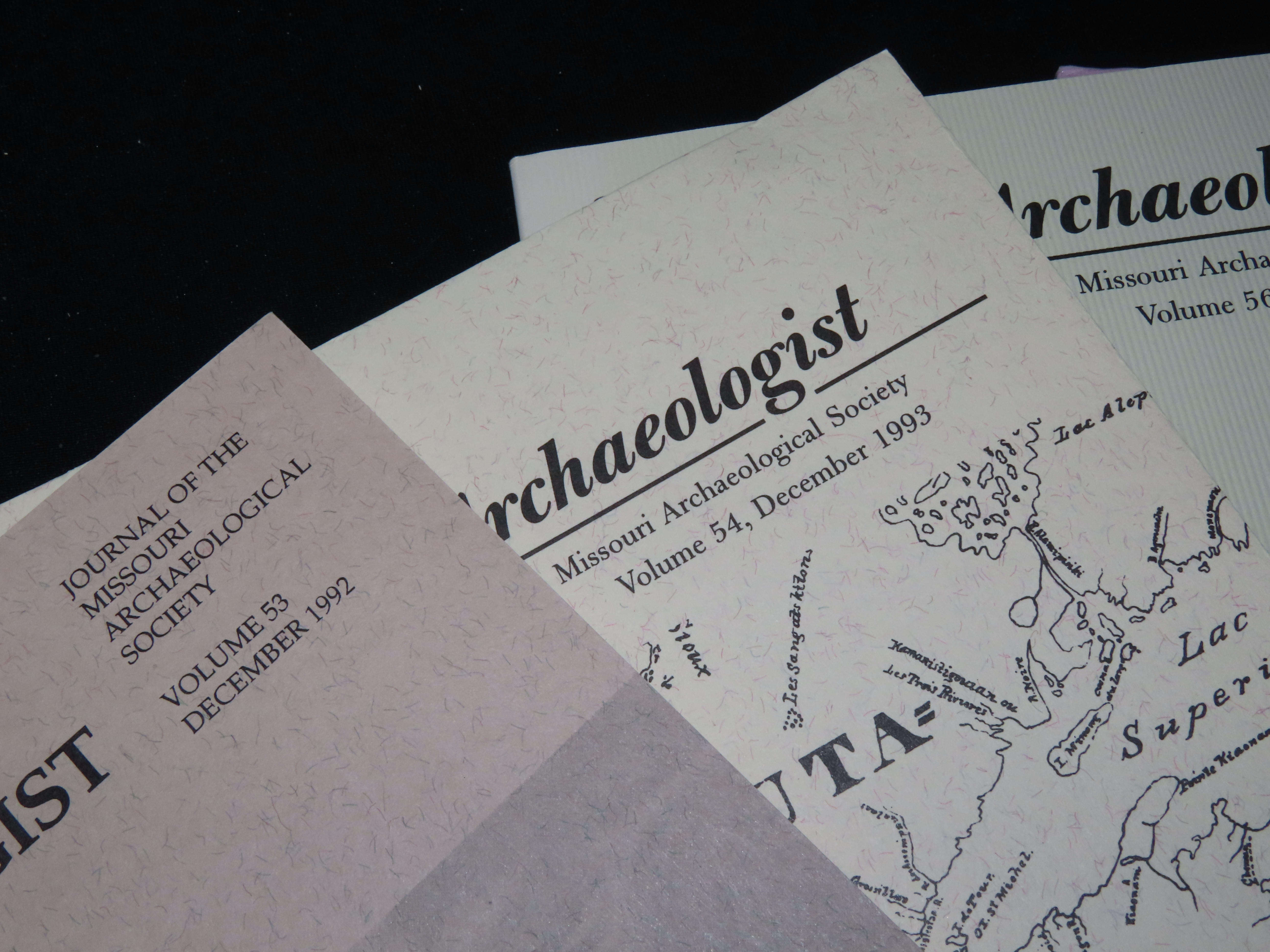 Lot of 6 Missouri Archaeologist. Full of Pics & Articles on all kinds of Artifacts & Sites. 1992-1999, Only one issue printed per year on th