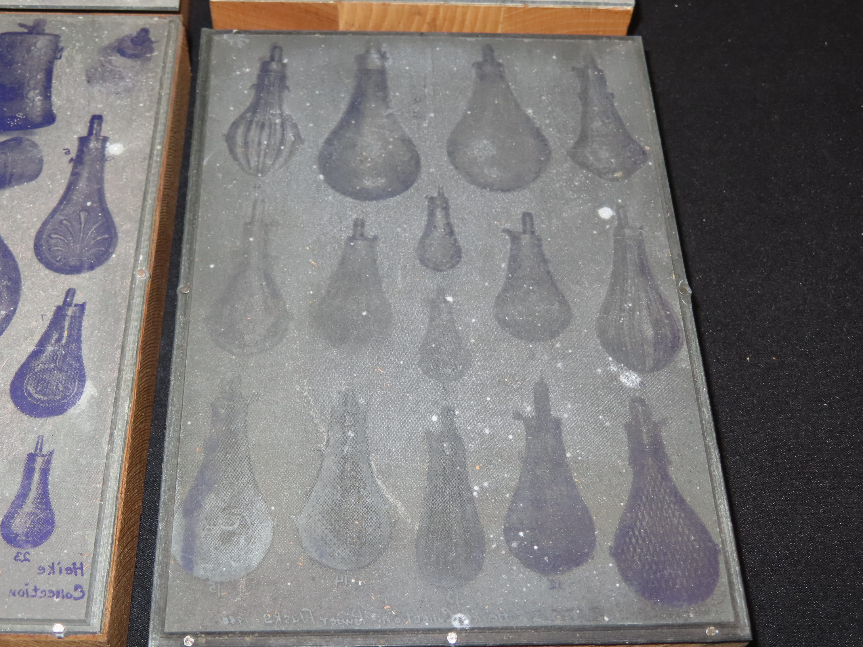 Lot of Antique Printing Plates with Civil War era Powder FLasks, etc. Used in Rev. Heike's Book on guns.