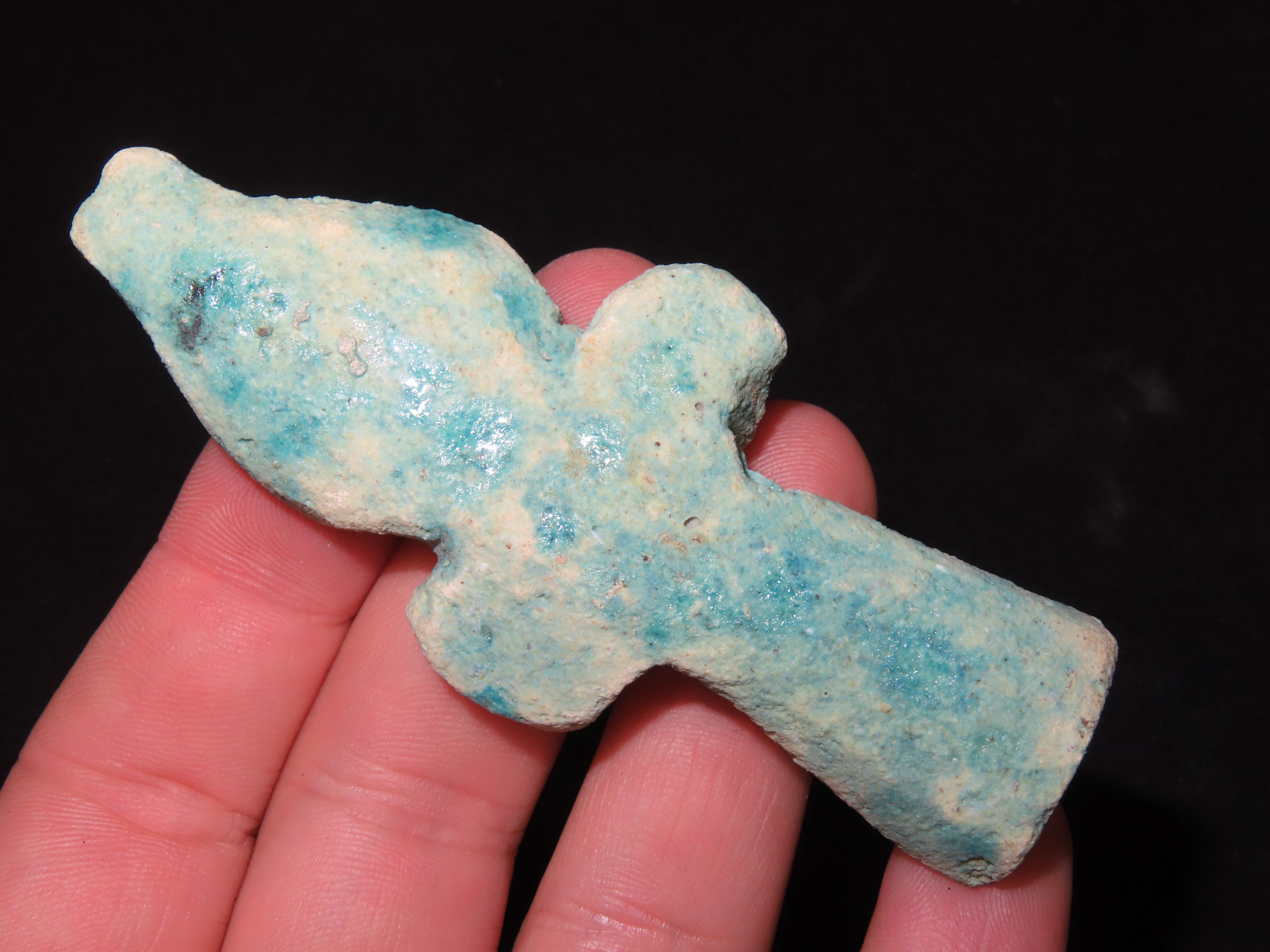 3 3/8" Egyptian Faience Ankh Amulet "Key of Life," Ptolemaic, 305-30BC