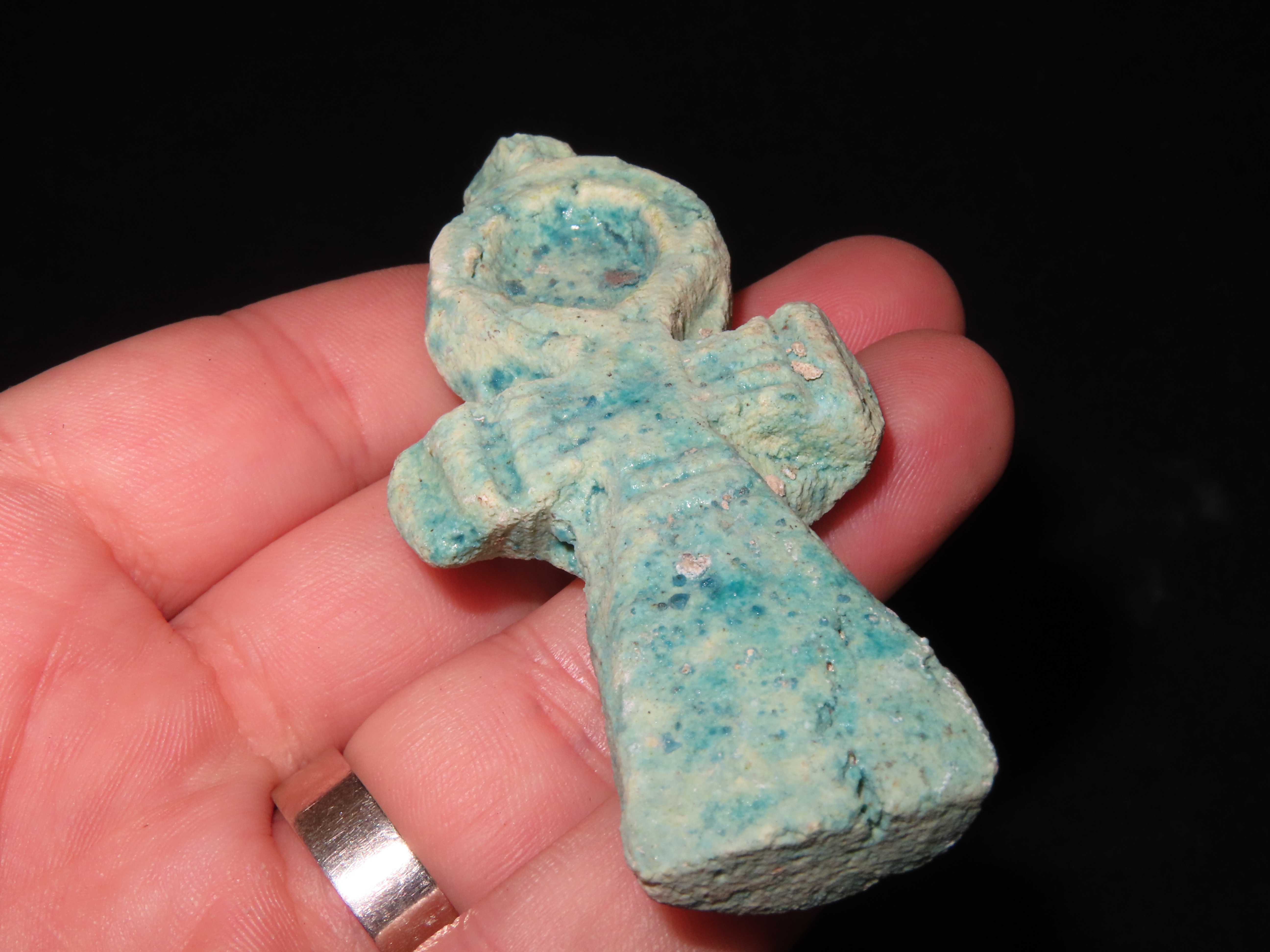 3 3/8" Egyptian Faience Ankh Amulet "Key of Life," Ptolemaic, 305-30BC