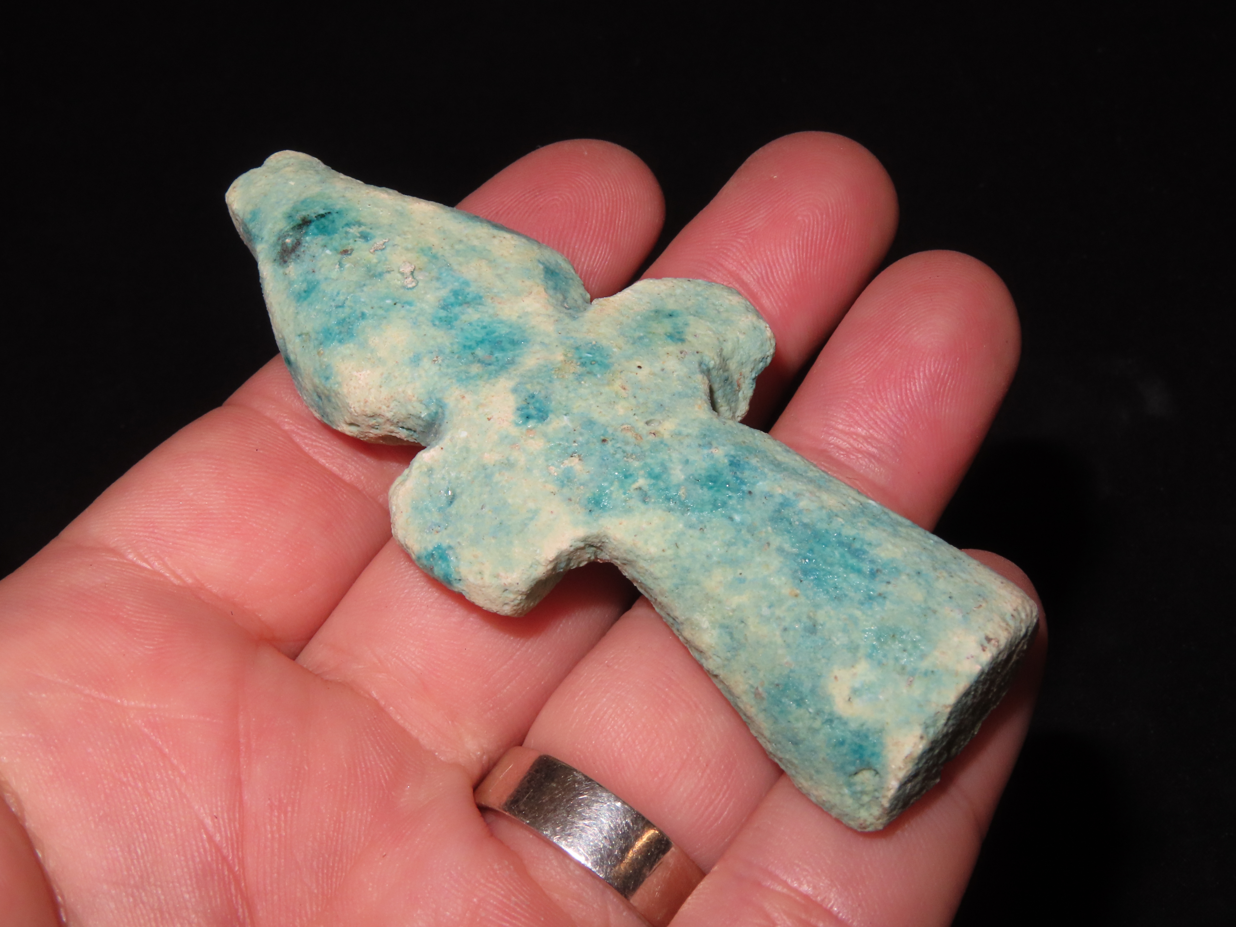 3 3/8" Egyptian Faience Ankh Amulet "Key of Life," Ptolemaic, 305-30BC