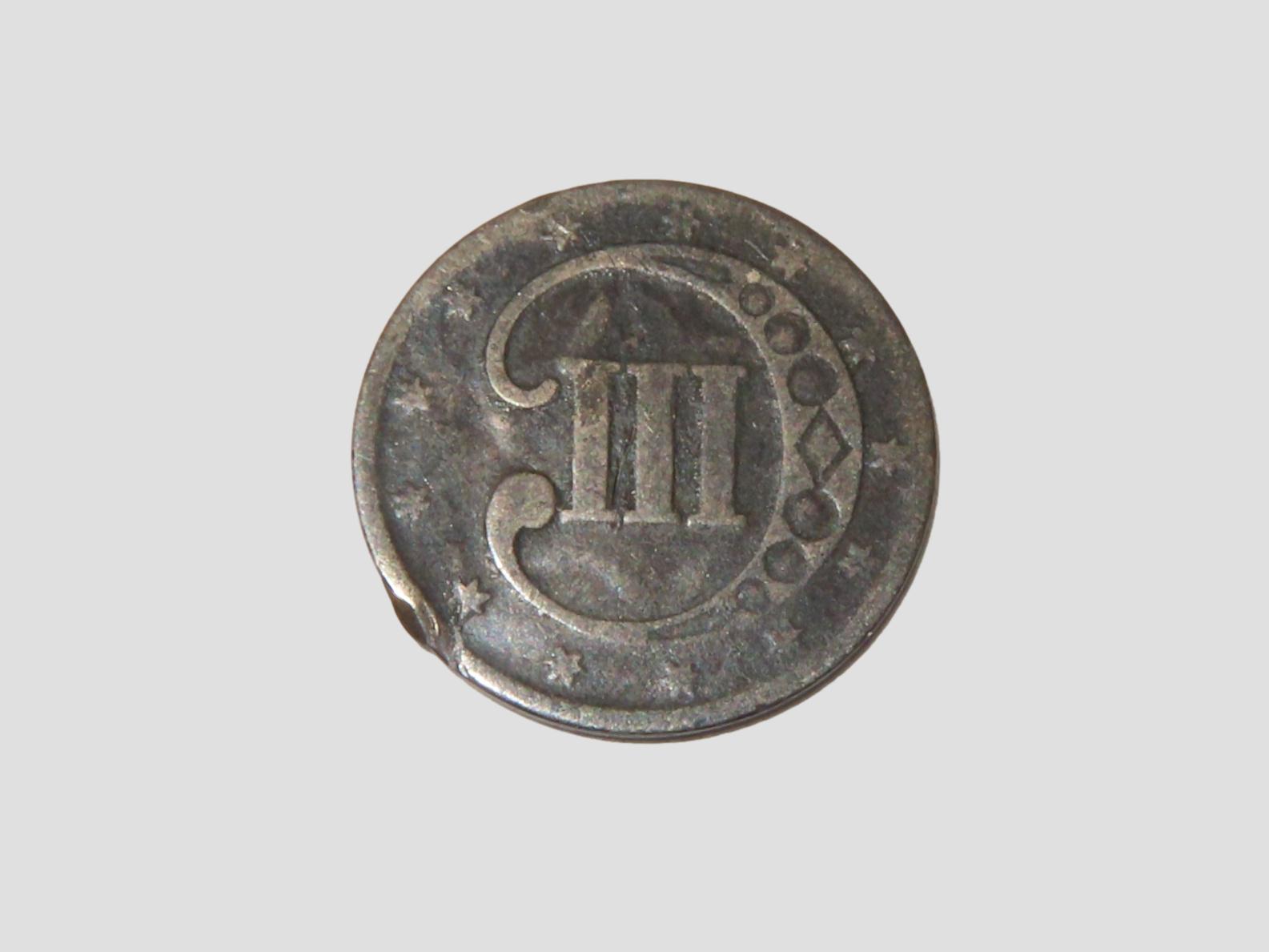 1852 Three Cent Silver, Rare Early U.S. Fractional Currency, Obsolete Coins, 3 Cents. Nice Original Condition with Great Details. Hard to Fi
