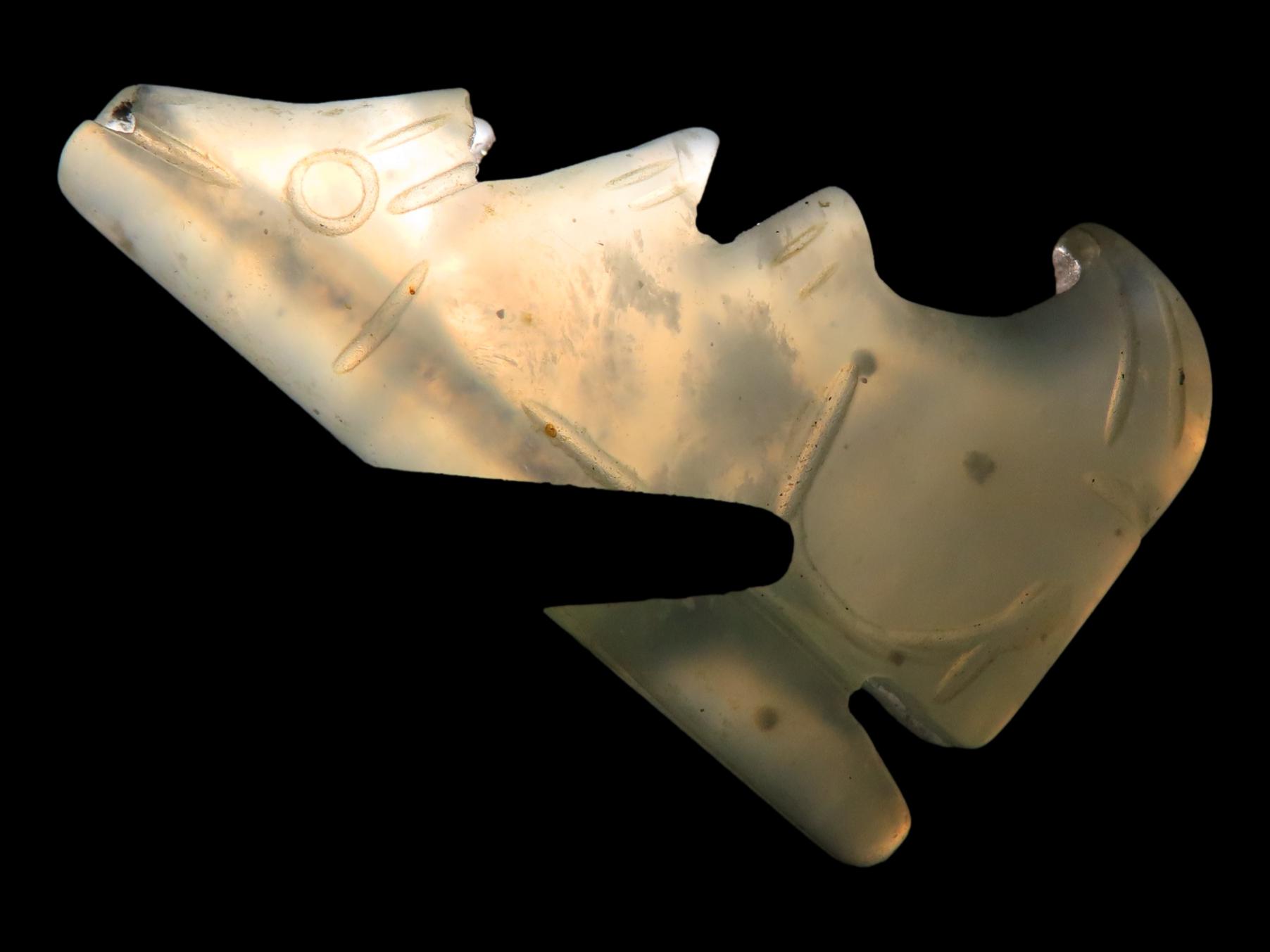 Nice Translucent Jade Zuni Fetish Wolf Effigy Bead, Animal Effigy, Great Example