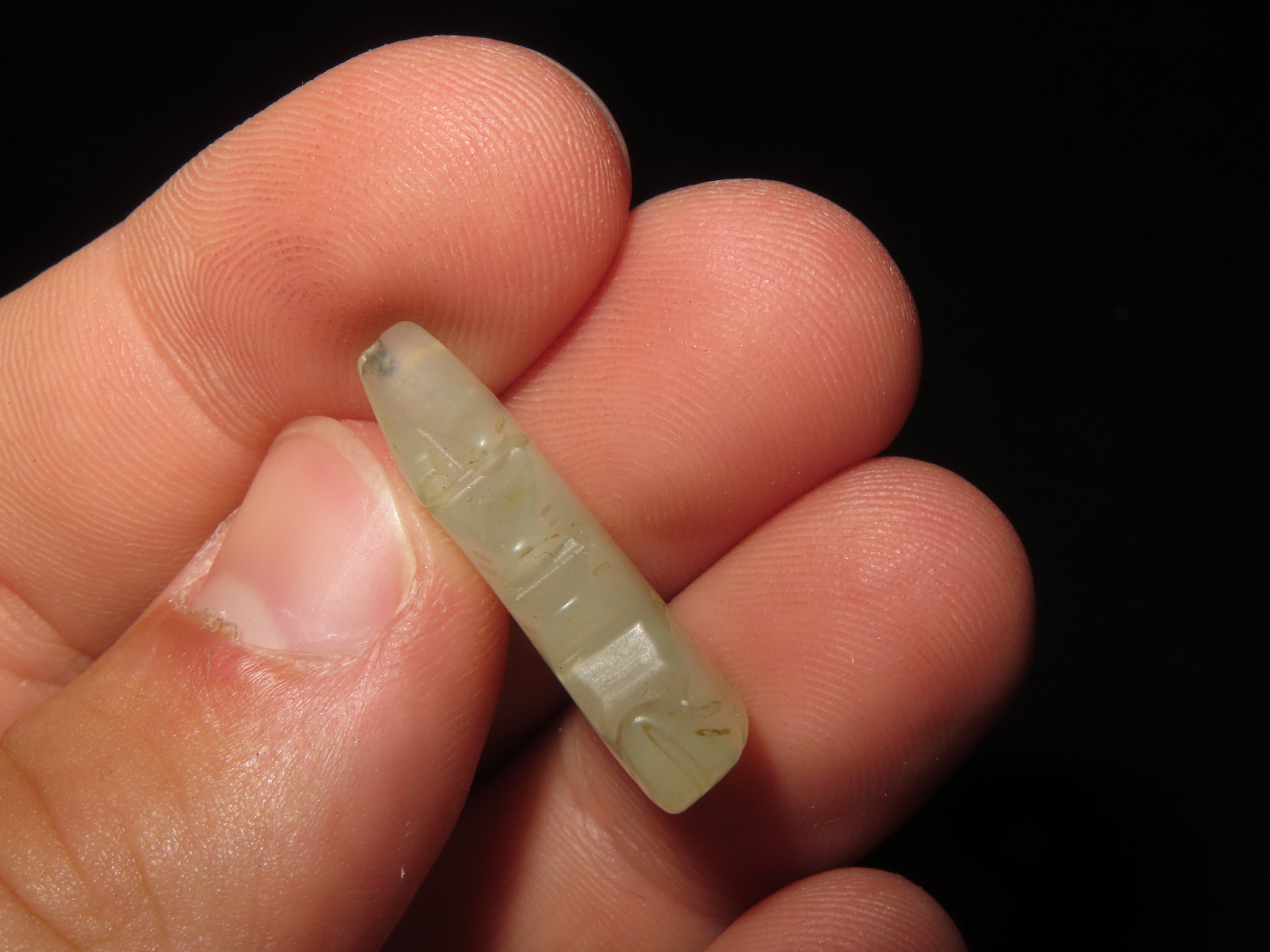 Nice Translucent Jade Zuni Fetish Wolf Effigy Bead, Animal Effigy, Great Example