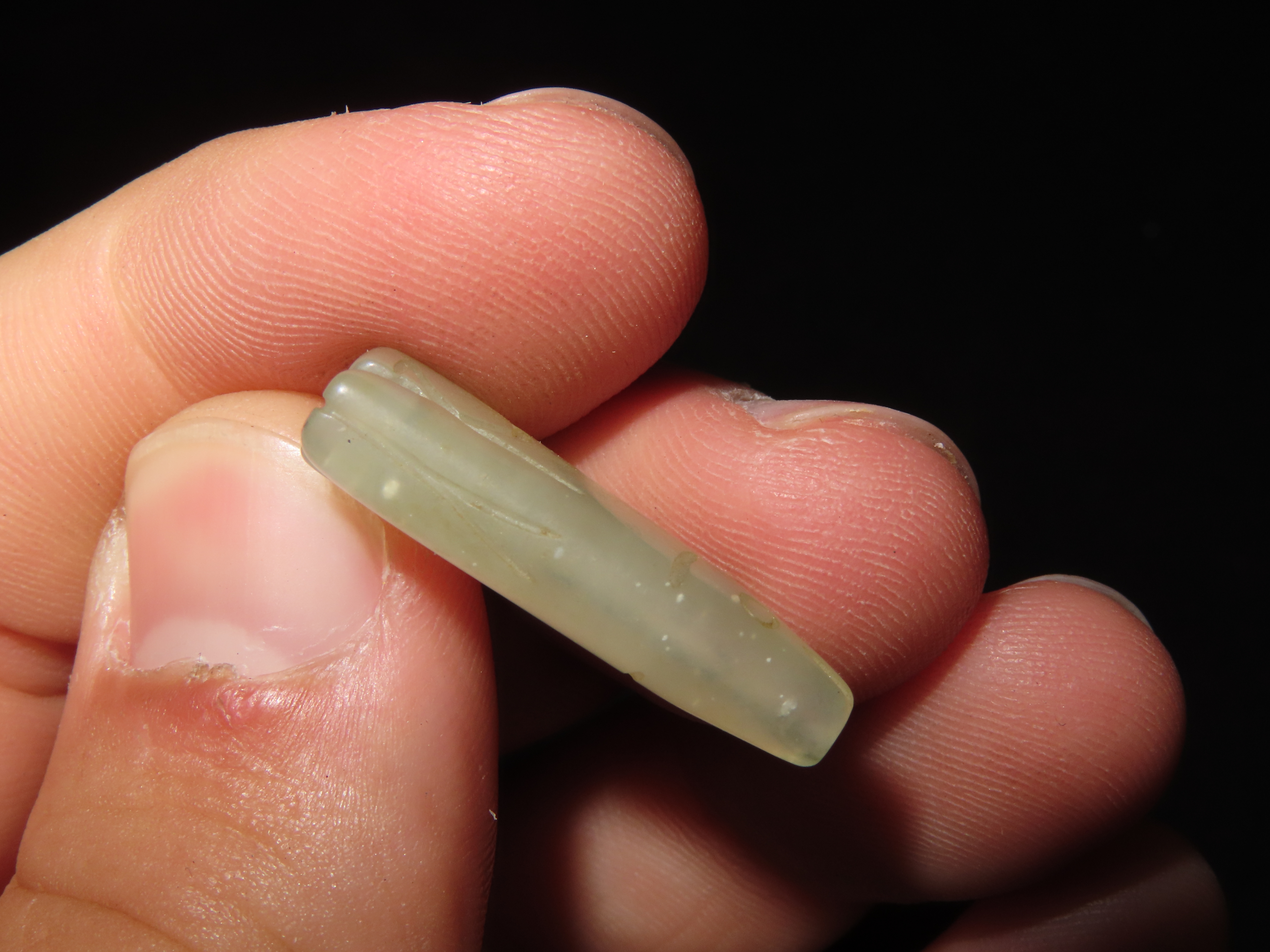 Nice Translucent Jade Zuni Fetish Wolf Effigy Bead, Animal Effigy, Great Example