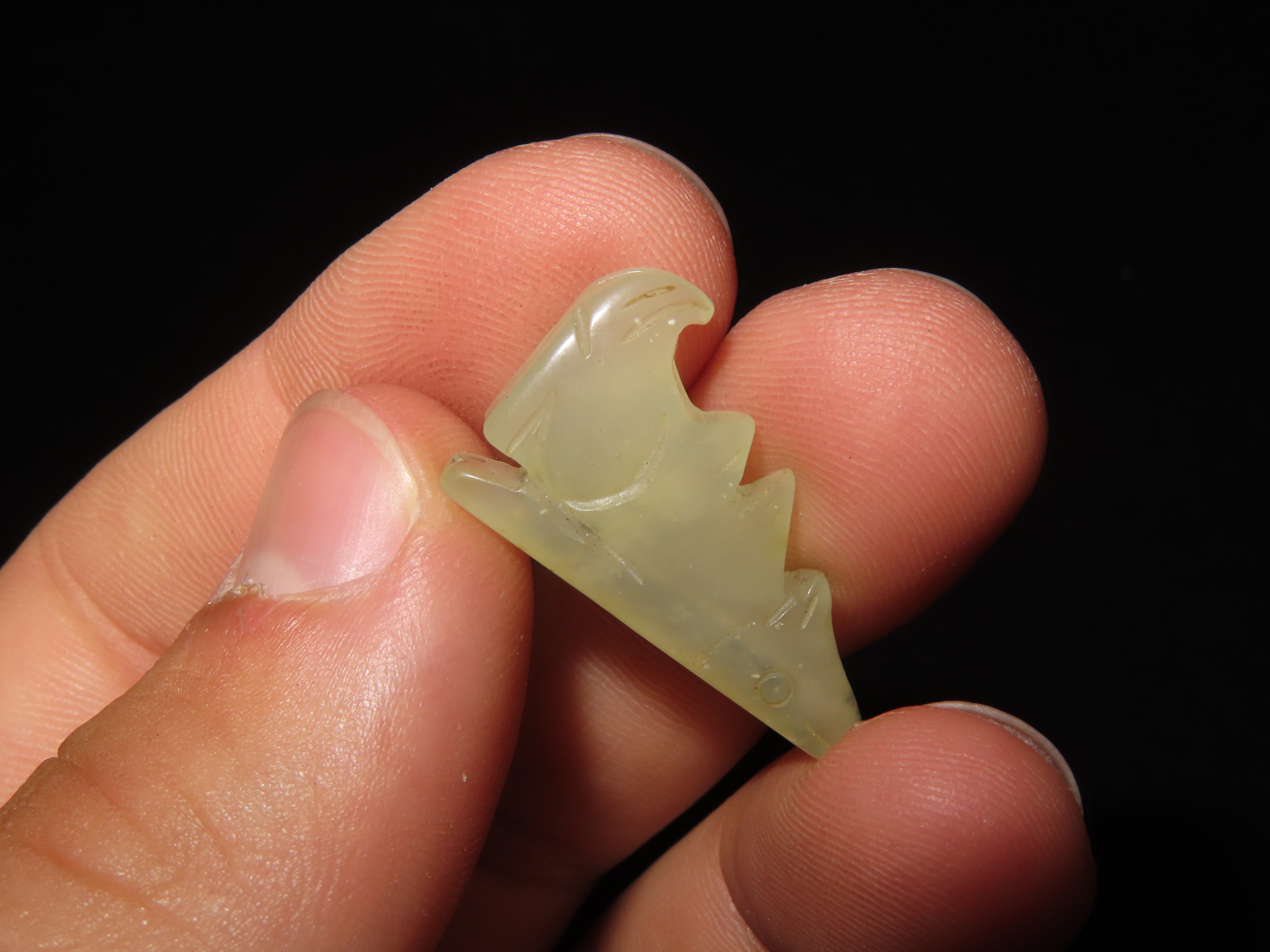 Nice Translucent Jade Zuni Fetish Wolf Effigy Bead, Animal Effigy, Great Example