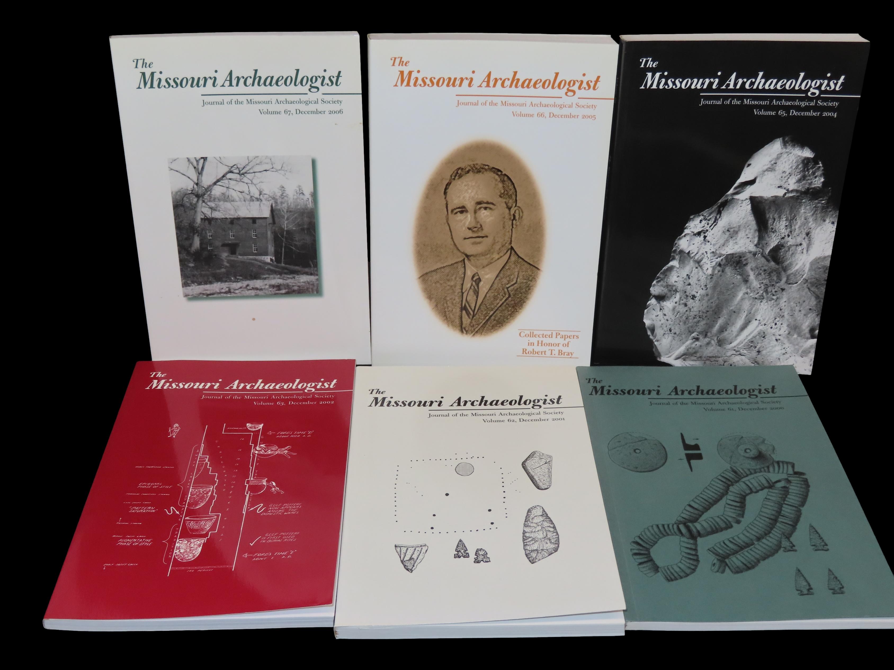 Lot of 6 Missouri Archaeologist. Full of Pics & Articles on all kinds of Artifacts & Sites. 2000-2006, Only one issue printed per year on th