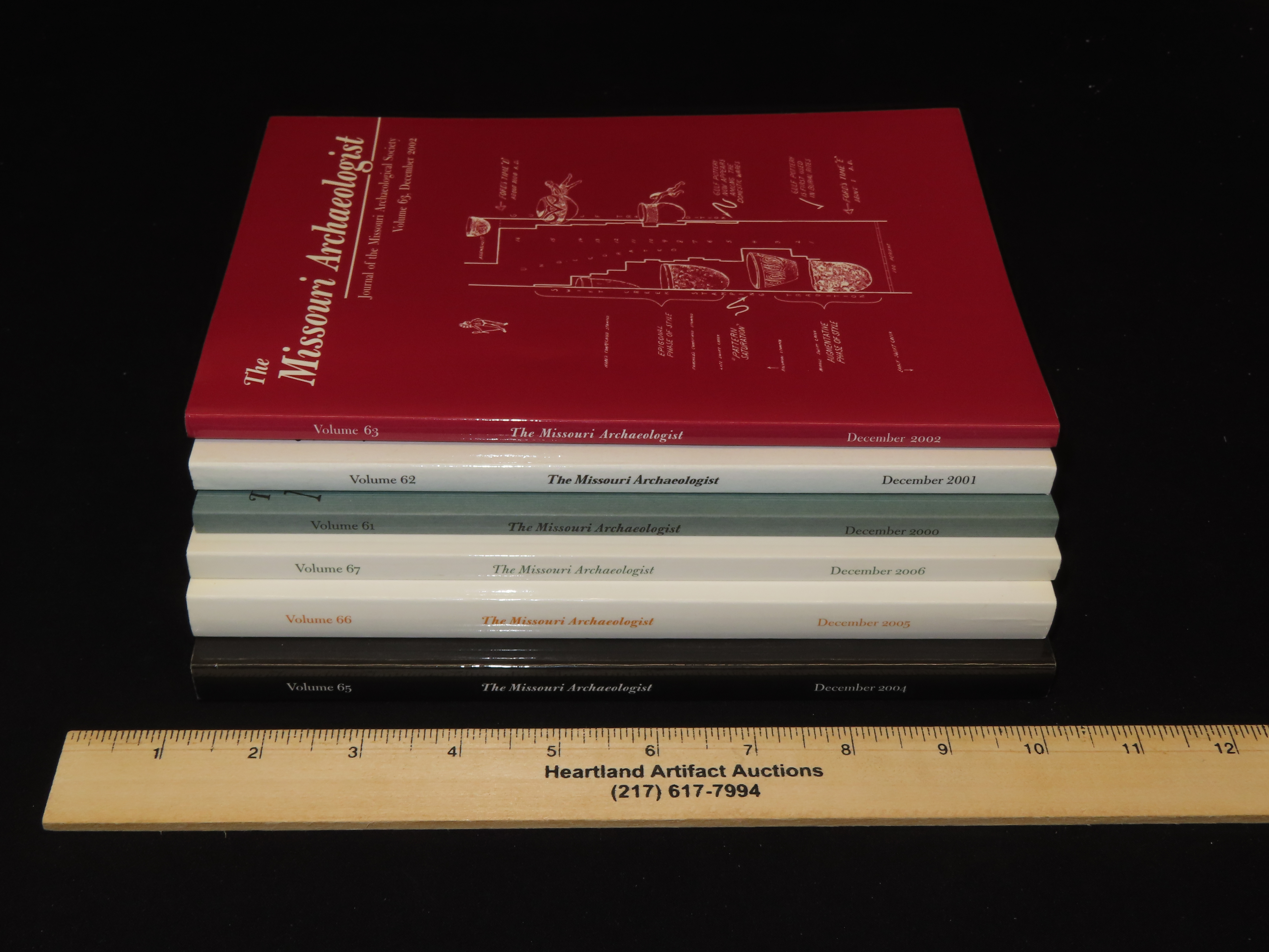 Lot of 6 Missouri Archaeologist. Full of Pics & Articles on all kinds of Artifacts & Sites. 2000-2006, Only one issue printed per year on th