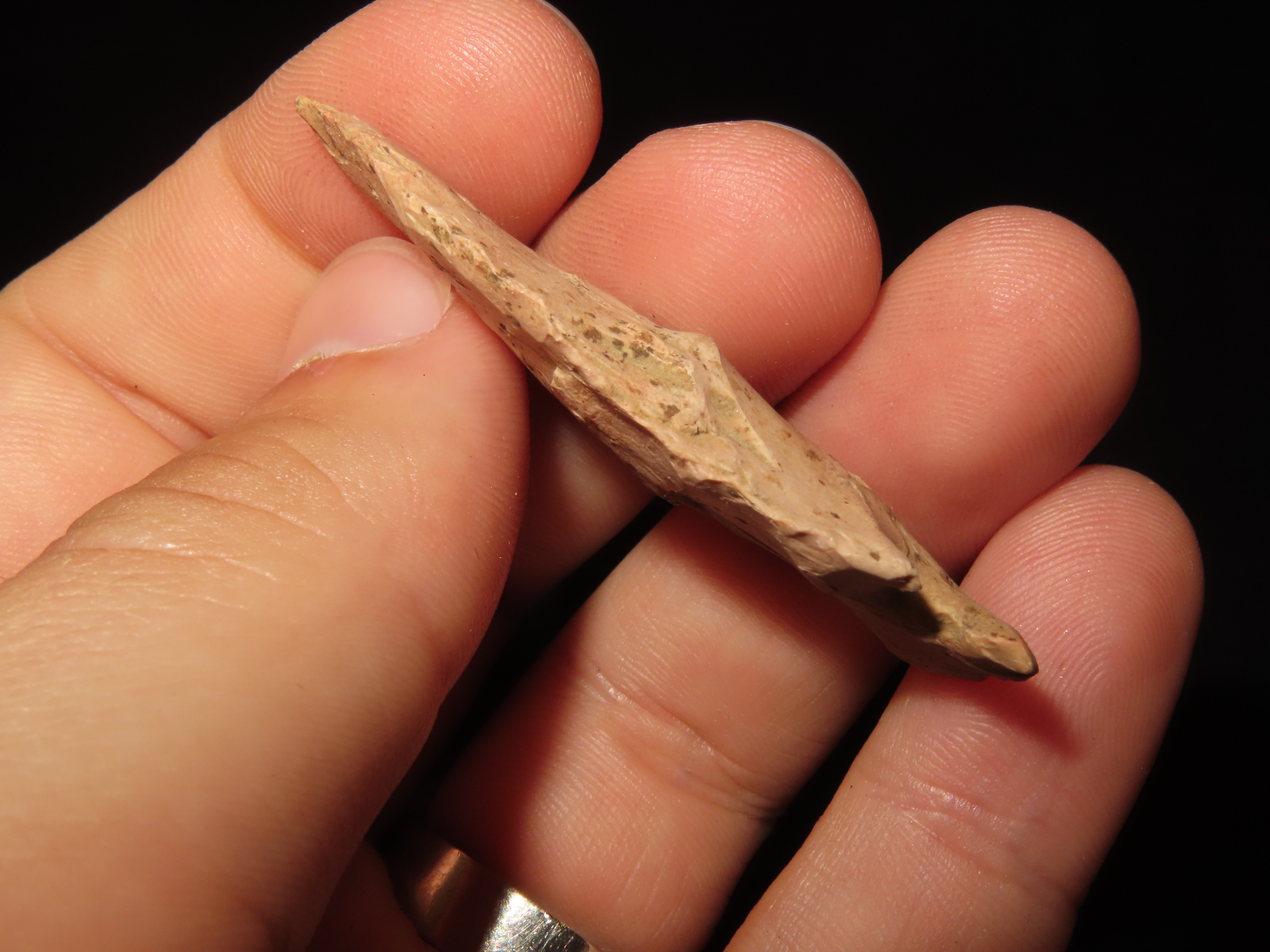 2 1/8" Kirk Corner Notch found in Adams County Illinois. Indian Arrowhead, Artifact.