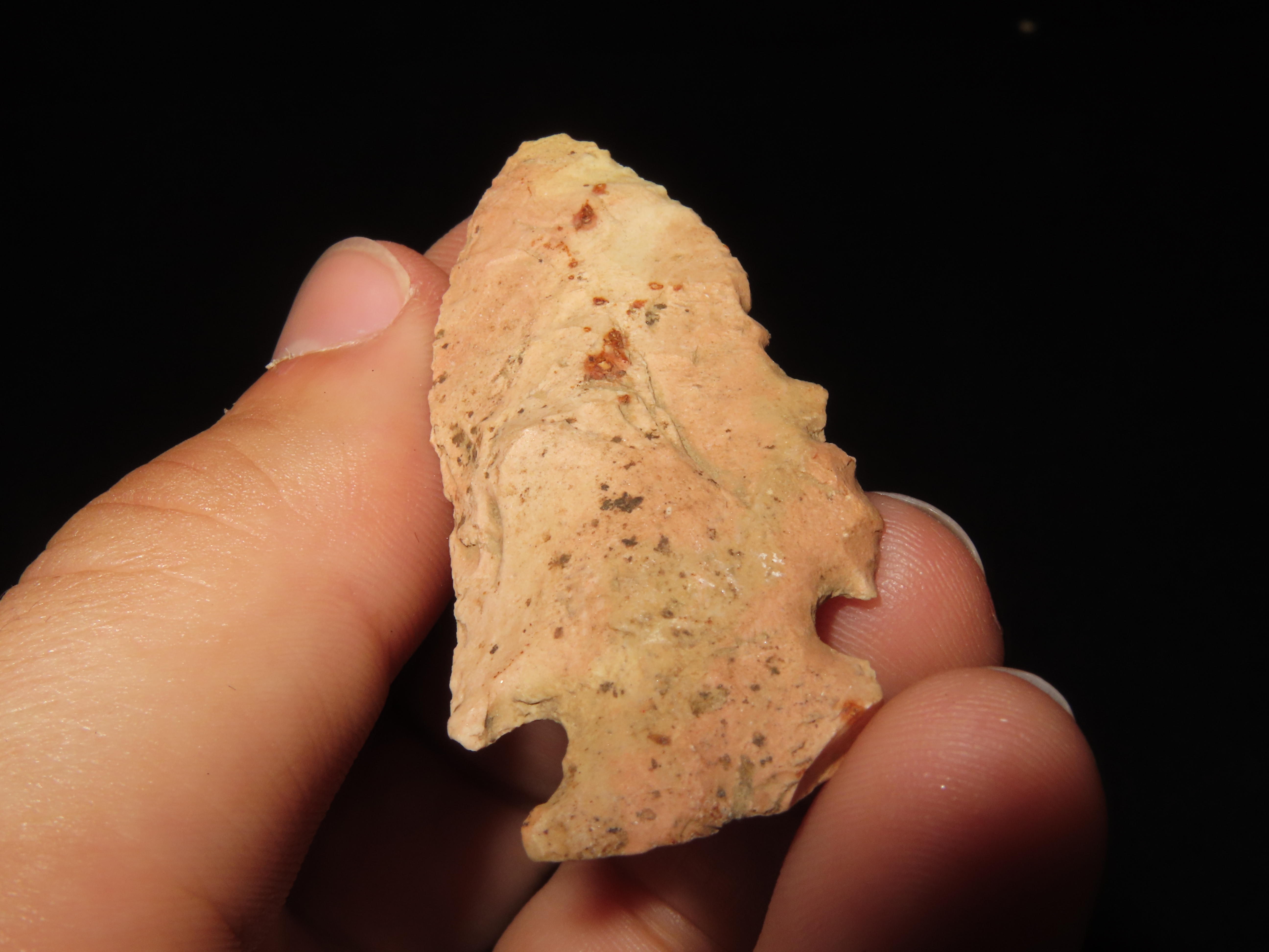 2 1/8" Kirk Corner Notch found in Adams County Illinois. Indian Arrowhead, Artifact.