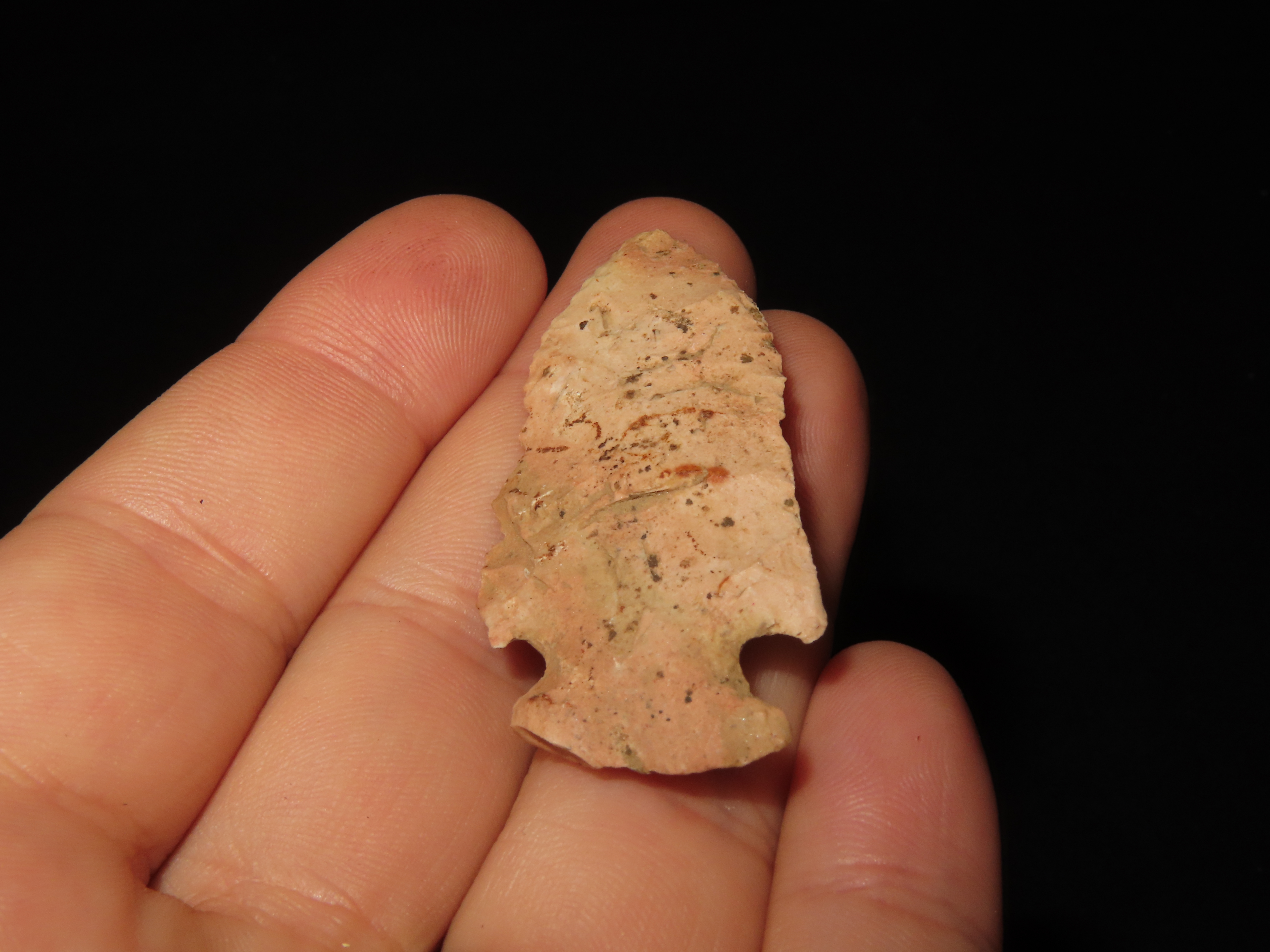 2 1/8" Kirk Corner Notch found in Adams County Illinois. Indian Arrowhead, Artifact.