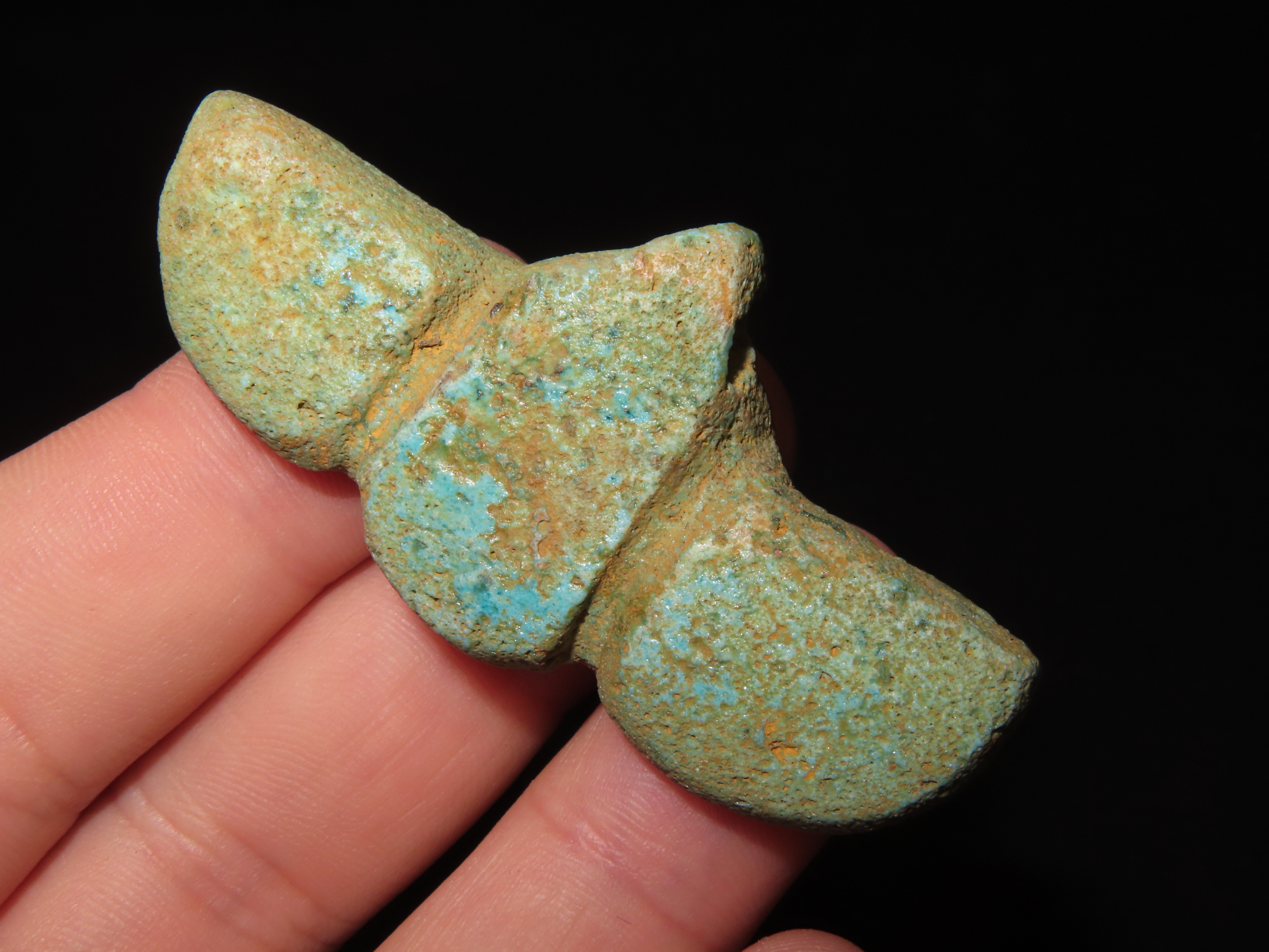 Nice Egyptian Faience Amulet of Flying Scarab, 1550-332BC. Great Example