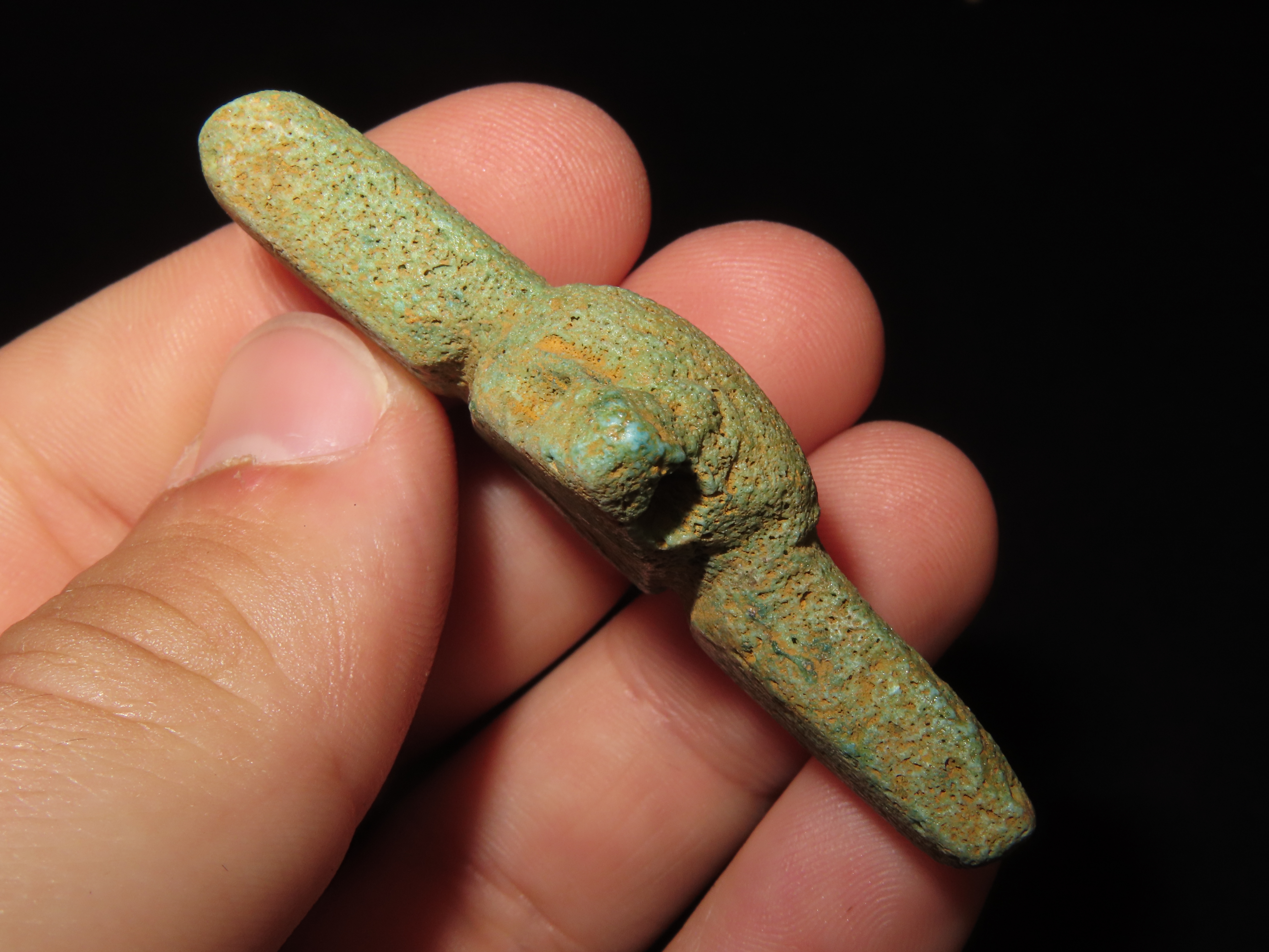 Nice Egyptian Faience Amulet of Flying Scarab, 1550-332BC. Great Example