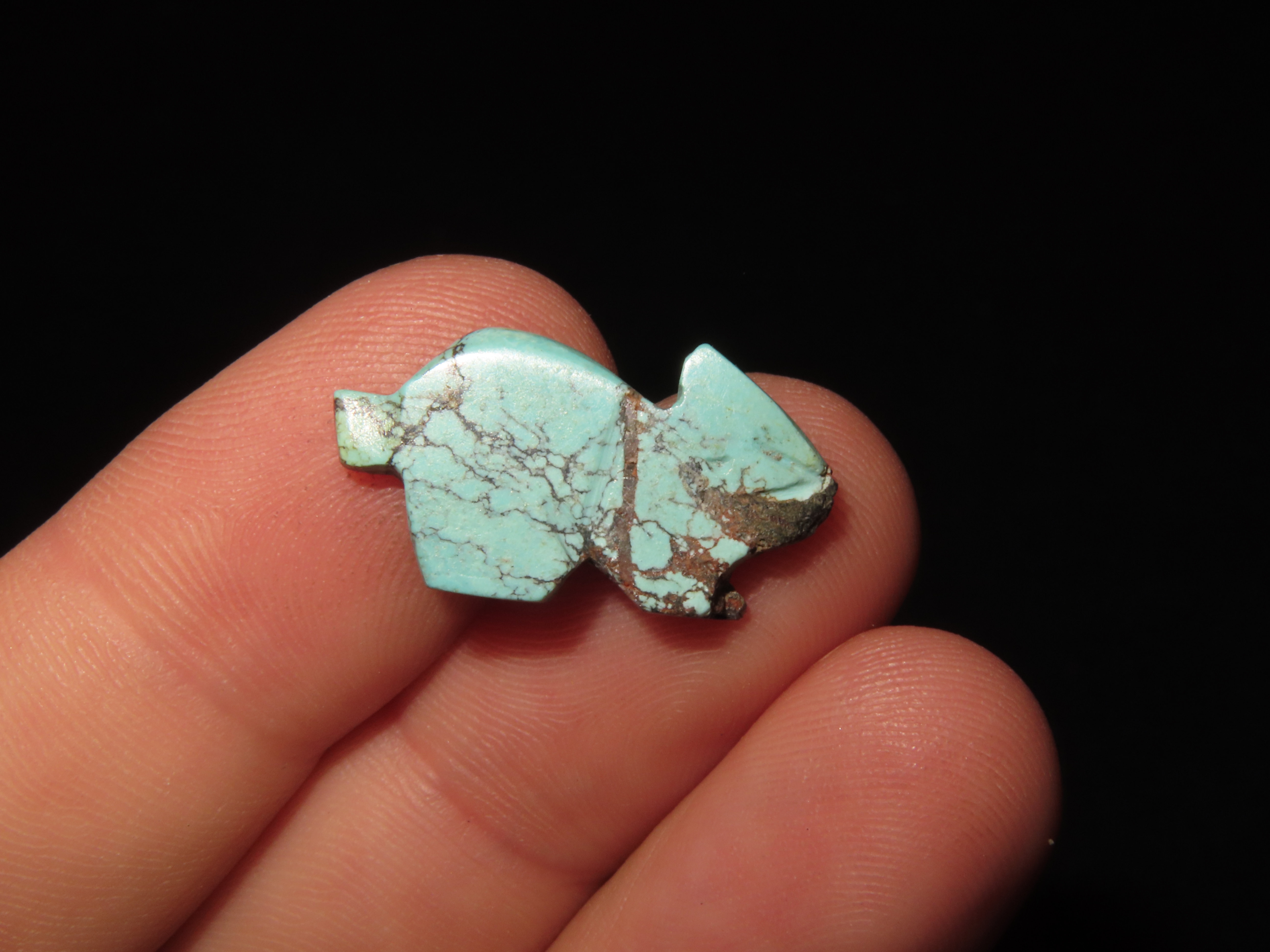 Nice Turquoise Zuni Fetish Animal Rabbit Effigy Bead, Great Example