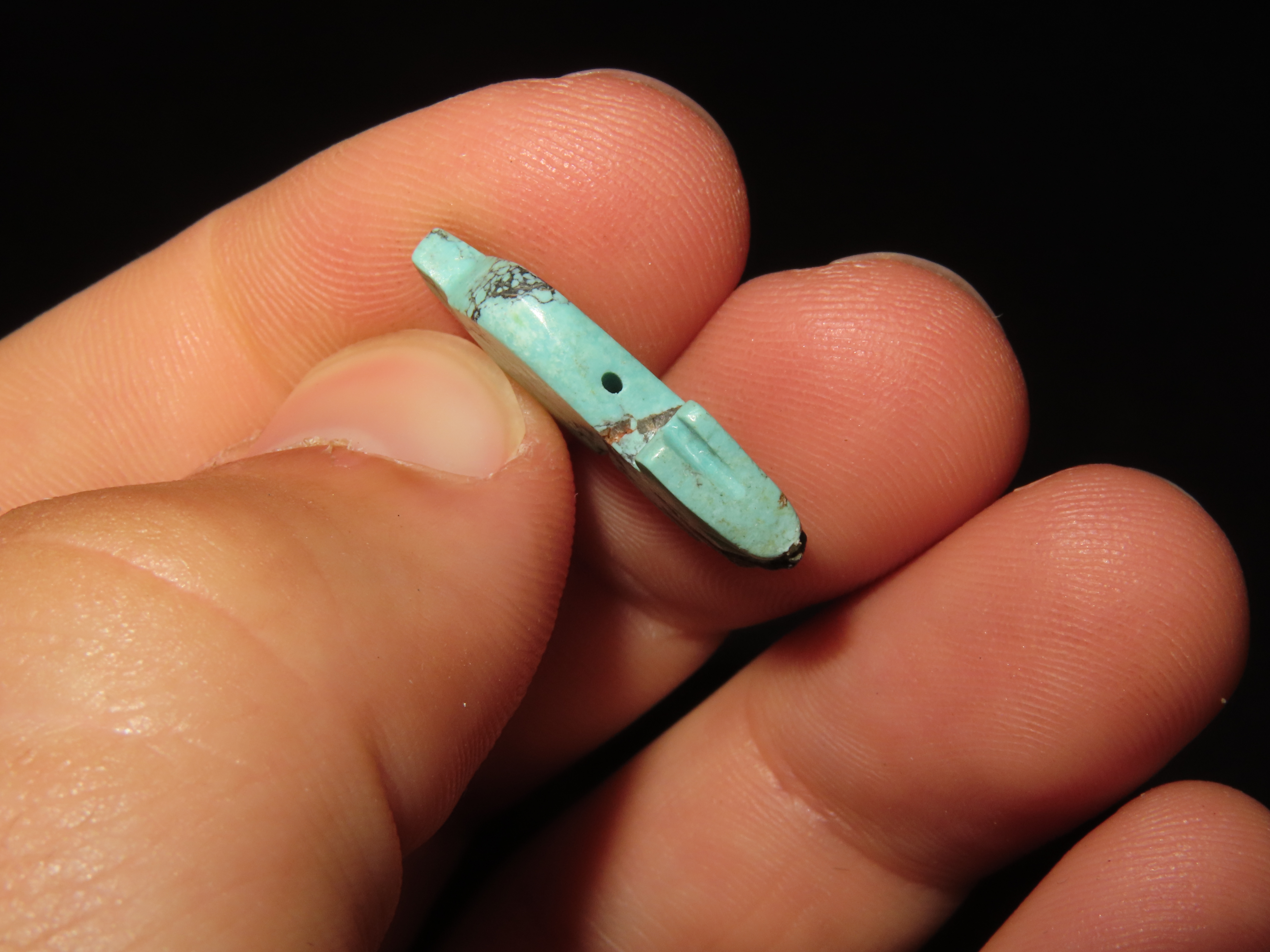 Nice Turquoise Zuni Fetish Animal Rabbit Effigy Bead, Great Example