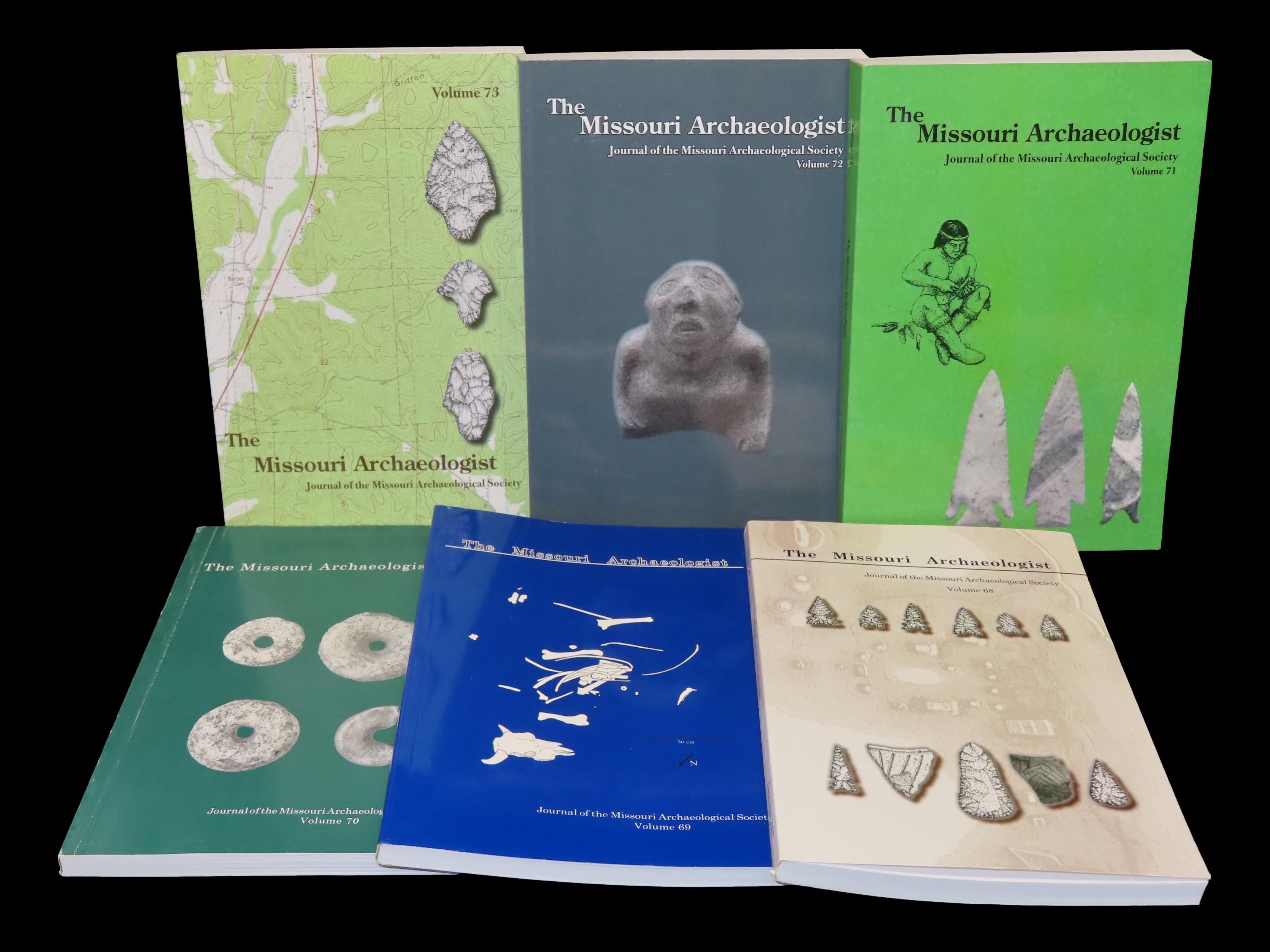 Lot of 6 Missouri Archaeologist. Full of Pics & Articles on all kinds of Artifacts & Sites. 2007-2012, Only one issue printed per year on th