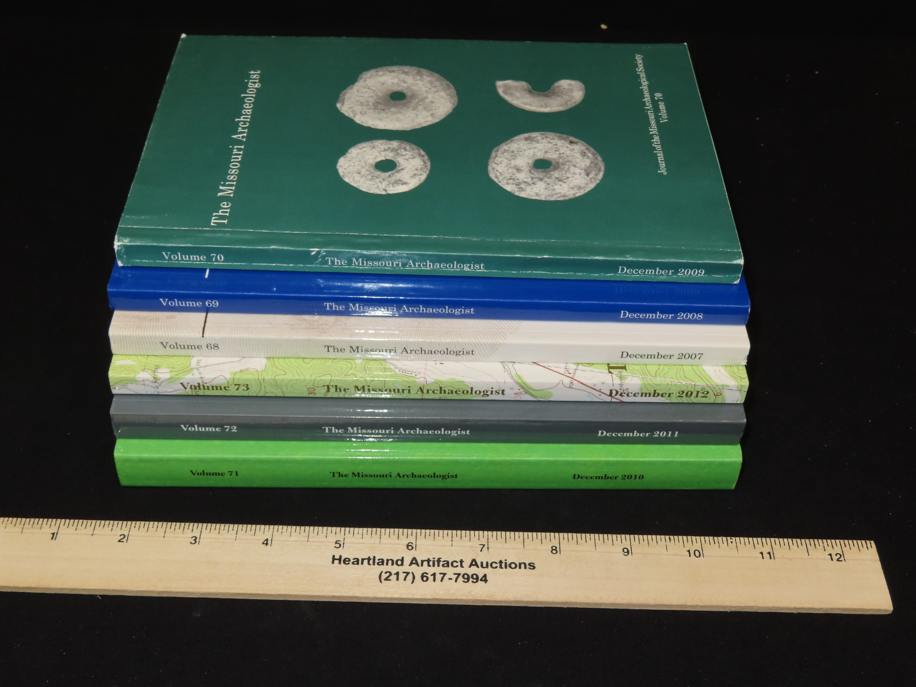 Lot of 6 Missouri Archaeologist. Full of Pics & Articles on all kinds of Artifacts & Sites. 2007-2012, Only one issue printed per year on th