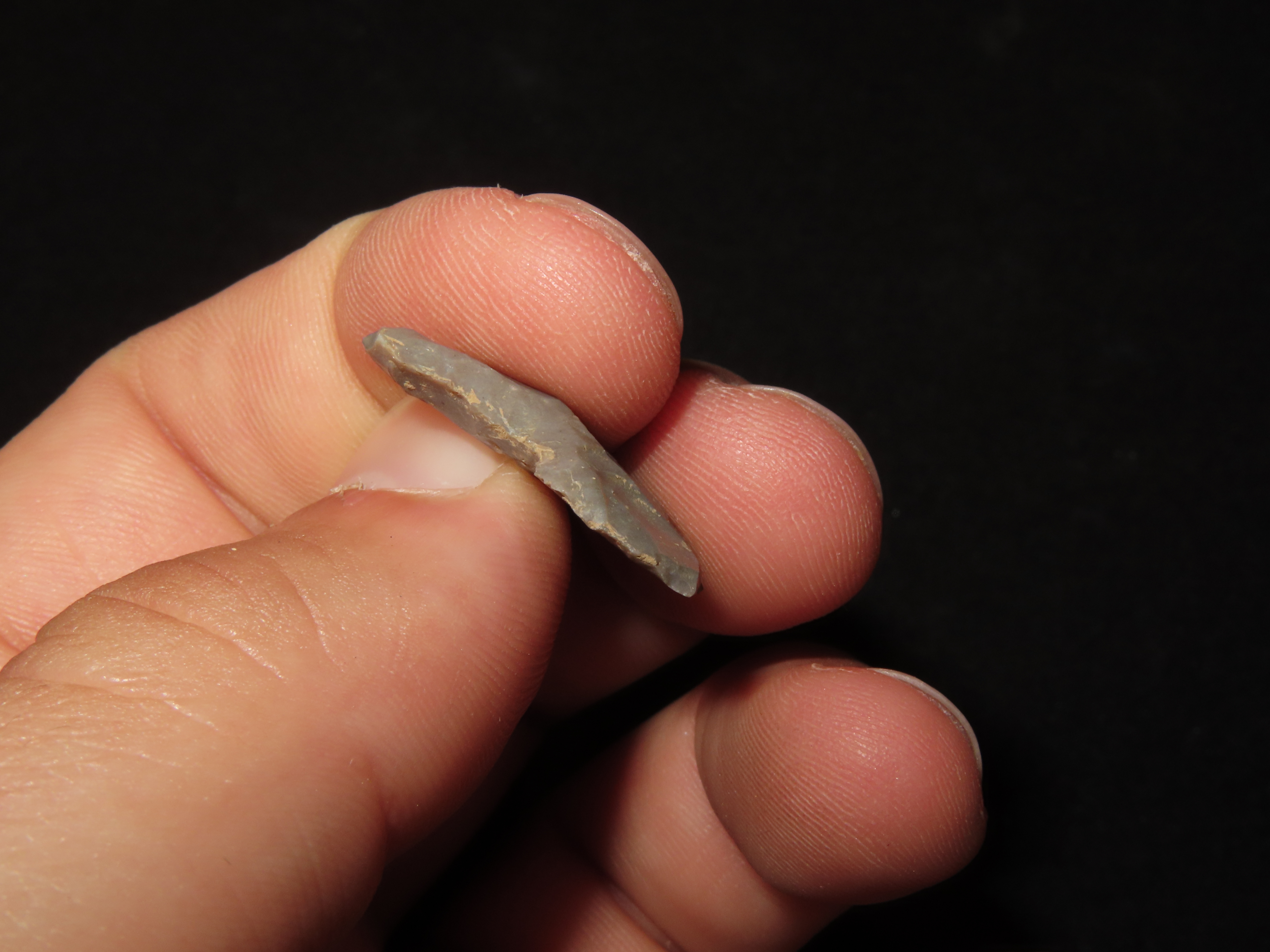 Mini Paleo Clovis / Folsom Micro Drill found in Graves County Kentucky. Triple fluted on one side.