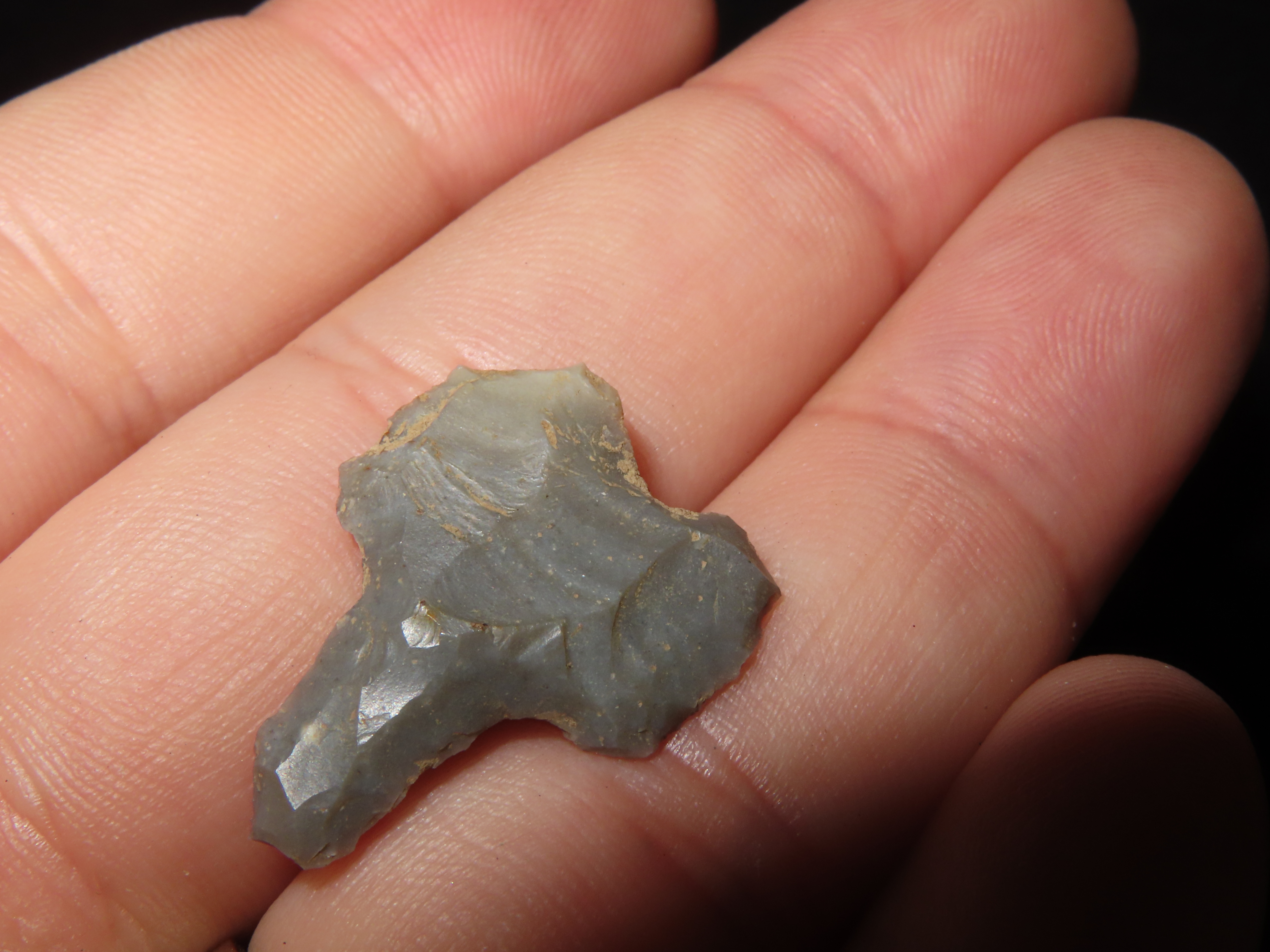 Mini Paleo Clovis / Folsom Micro Drill found in Graves County Kentucky. Triple fluted on one side.